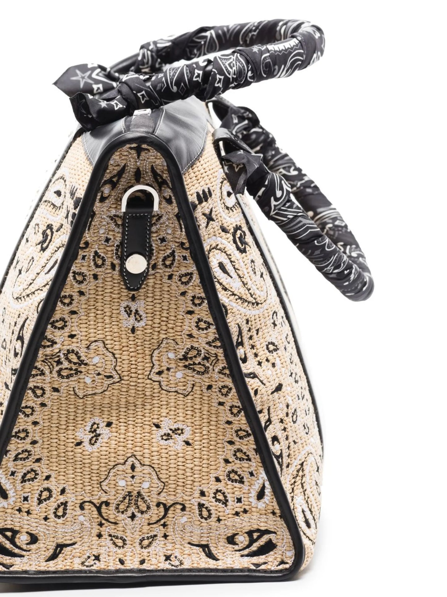 bandana-print raffia holdall