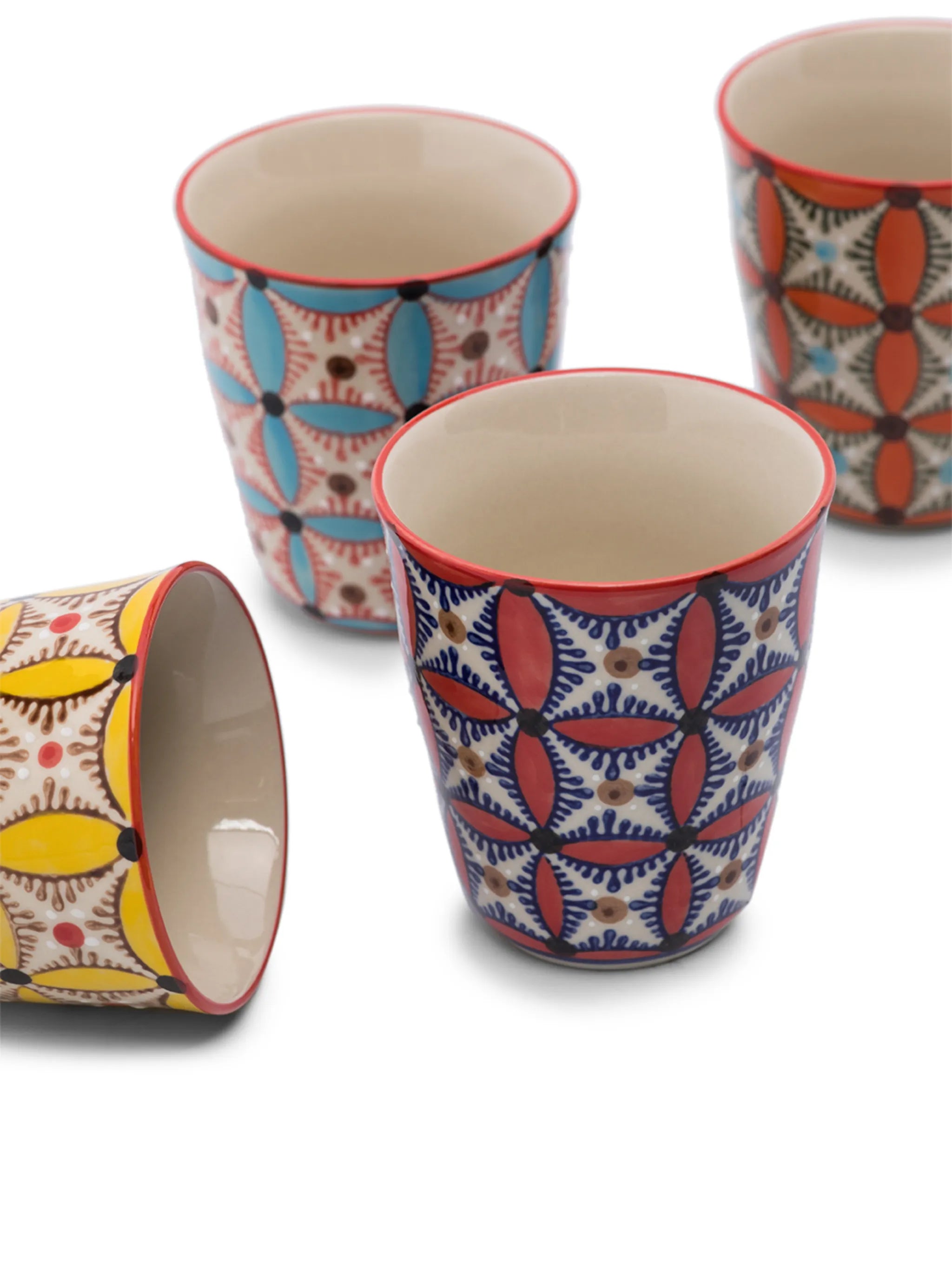 Hippy hand-painted cups (set of 4)