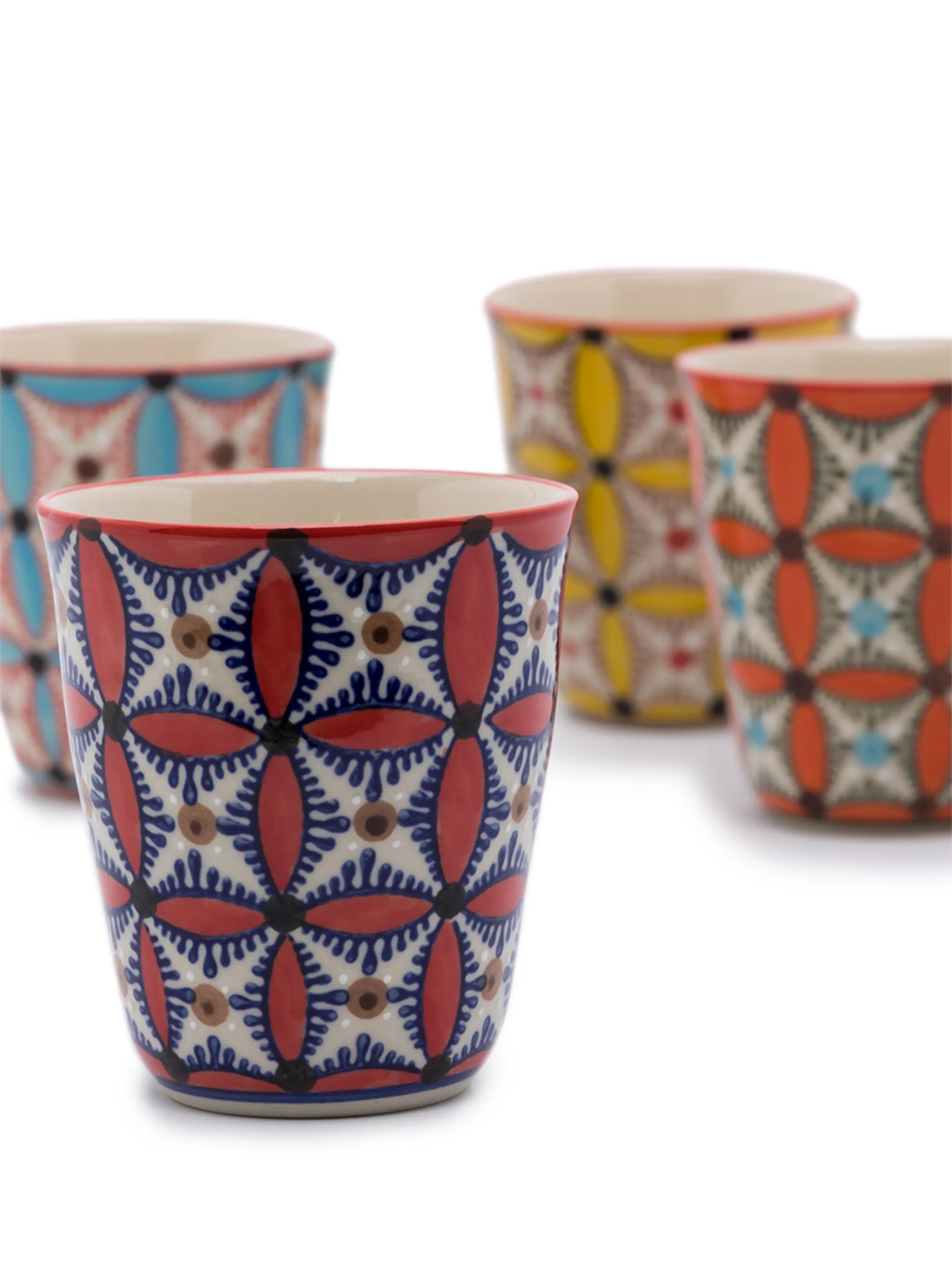 Hippy hand-painted cups (set of 4)