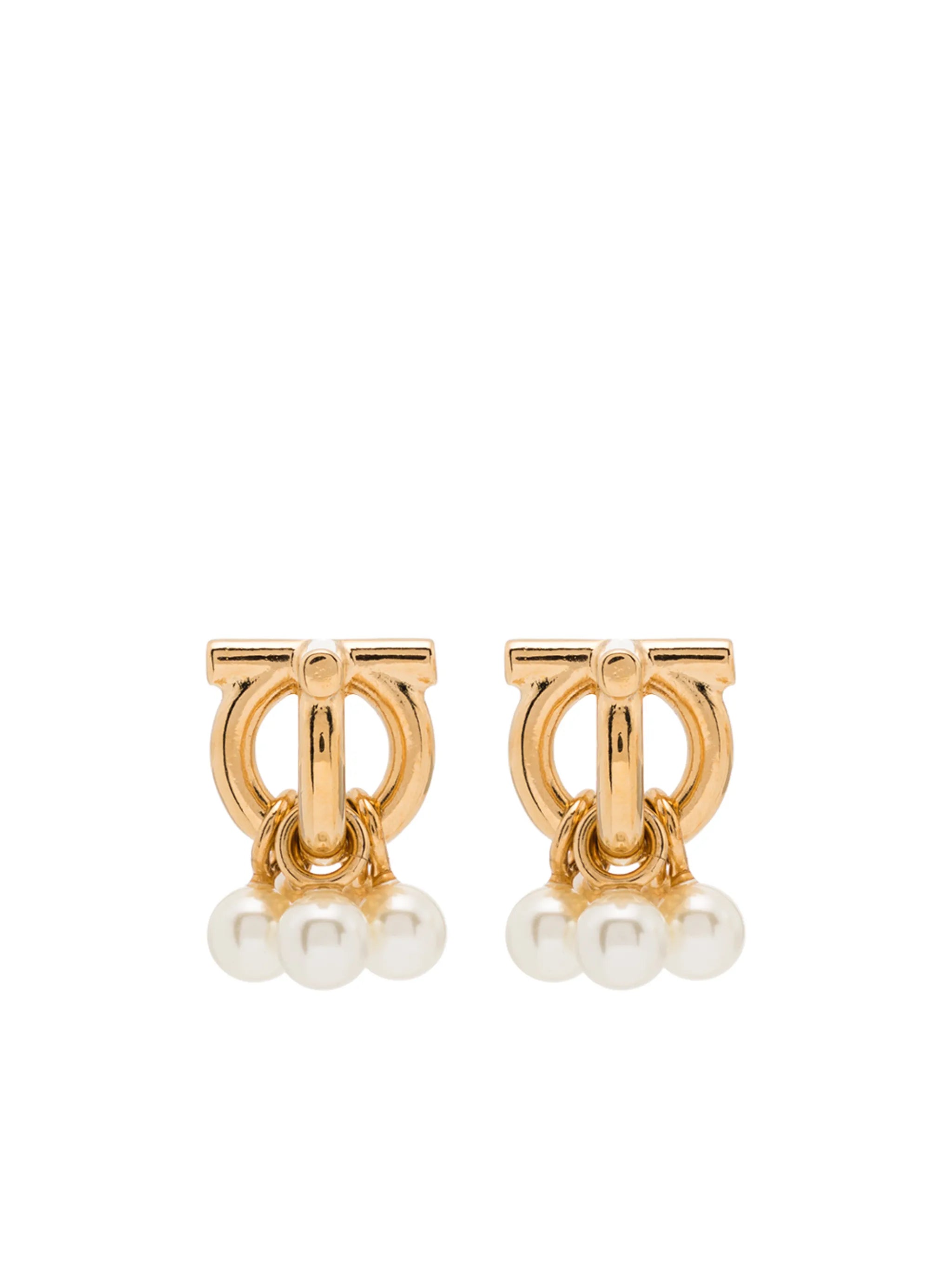 Gancini pearl-embellished stud earrings