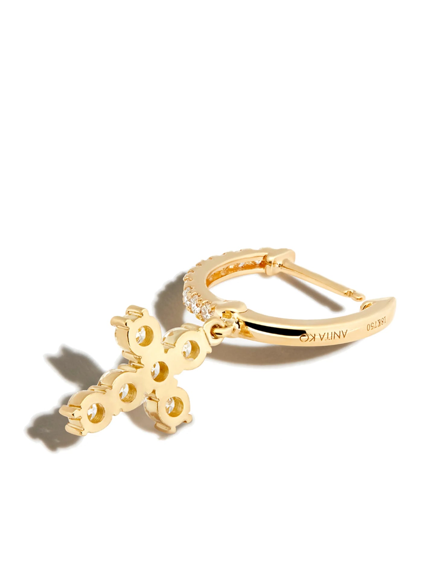 18kt yellow gold diamond huggie drop earring