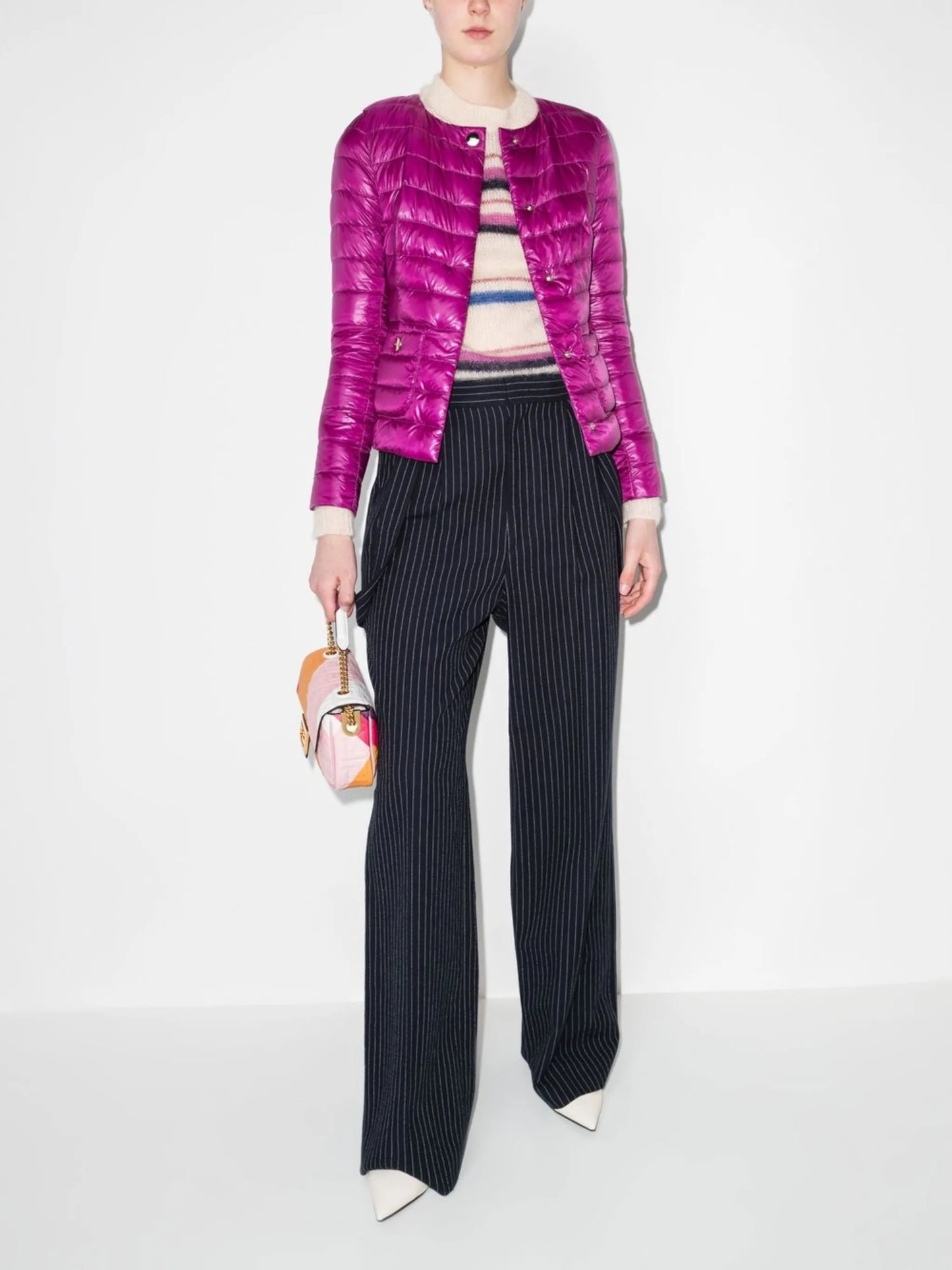 quilted-finish fitted jacket