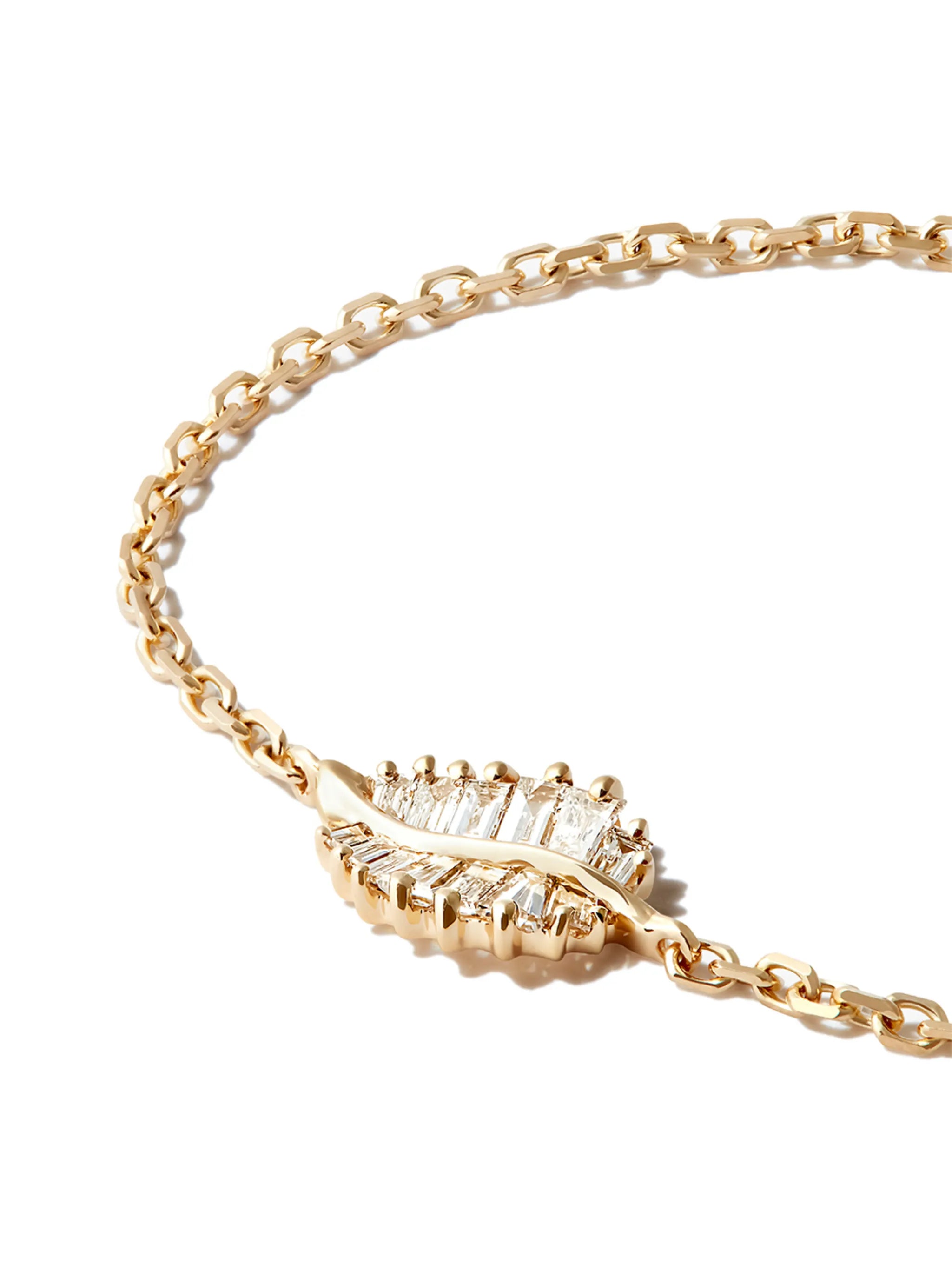 18kt yellow gold Palm Leaf diamond bracelet