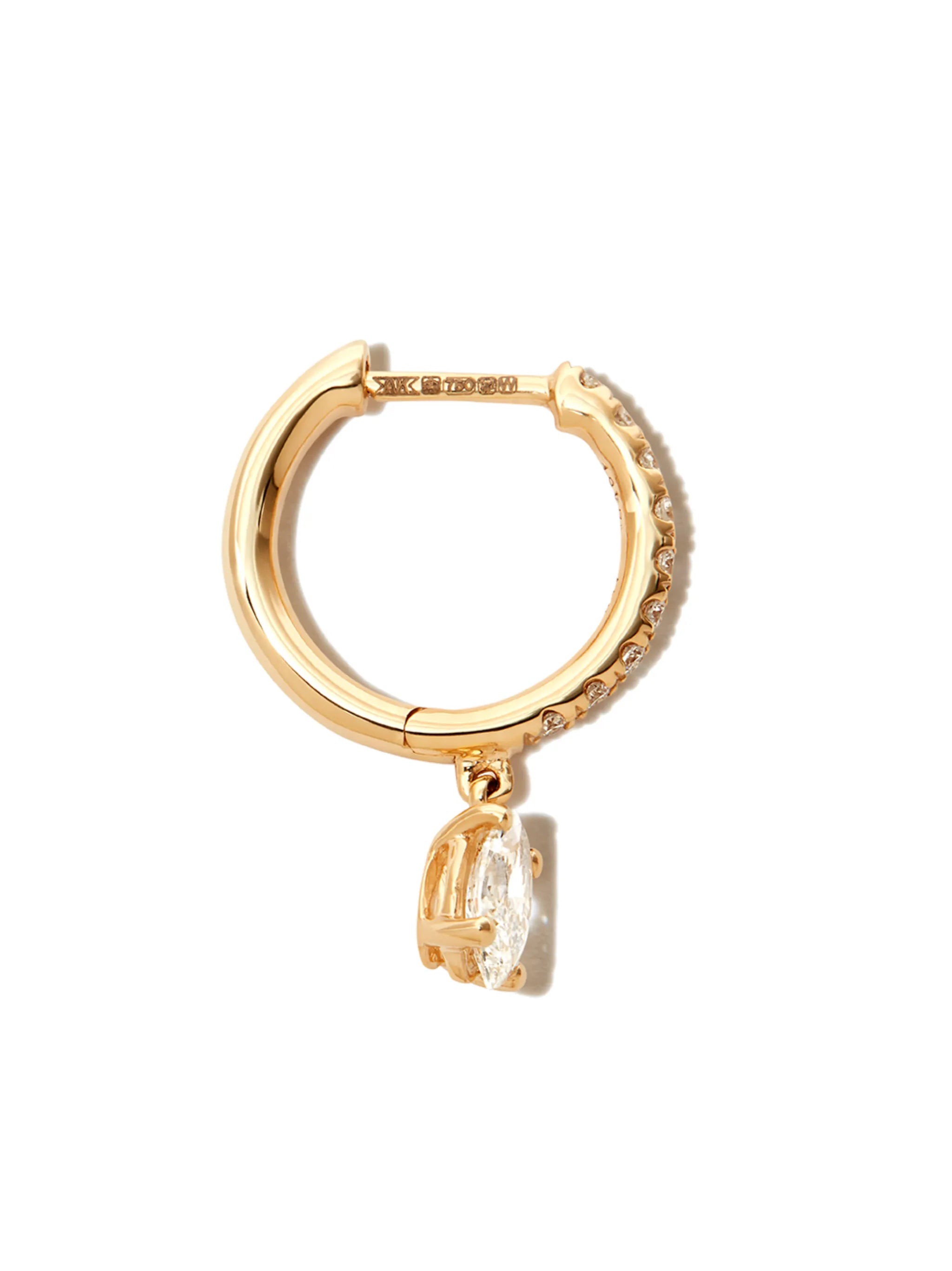 18kt yellow gold diamond hoop earring