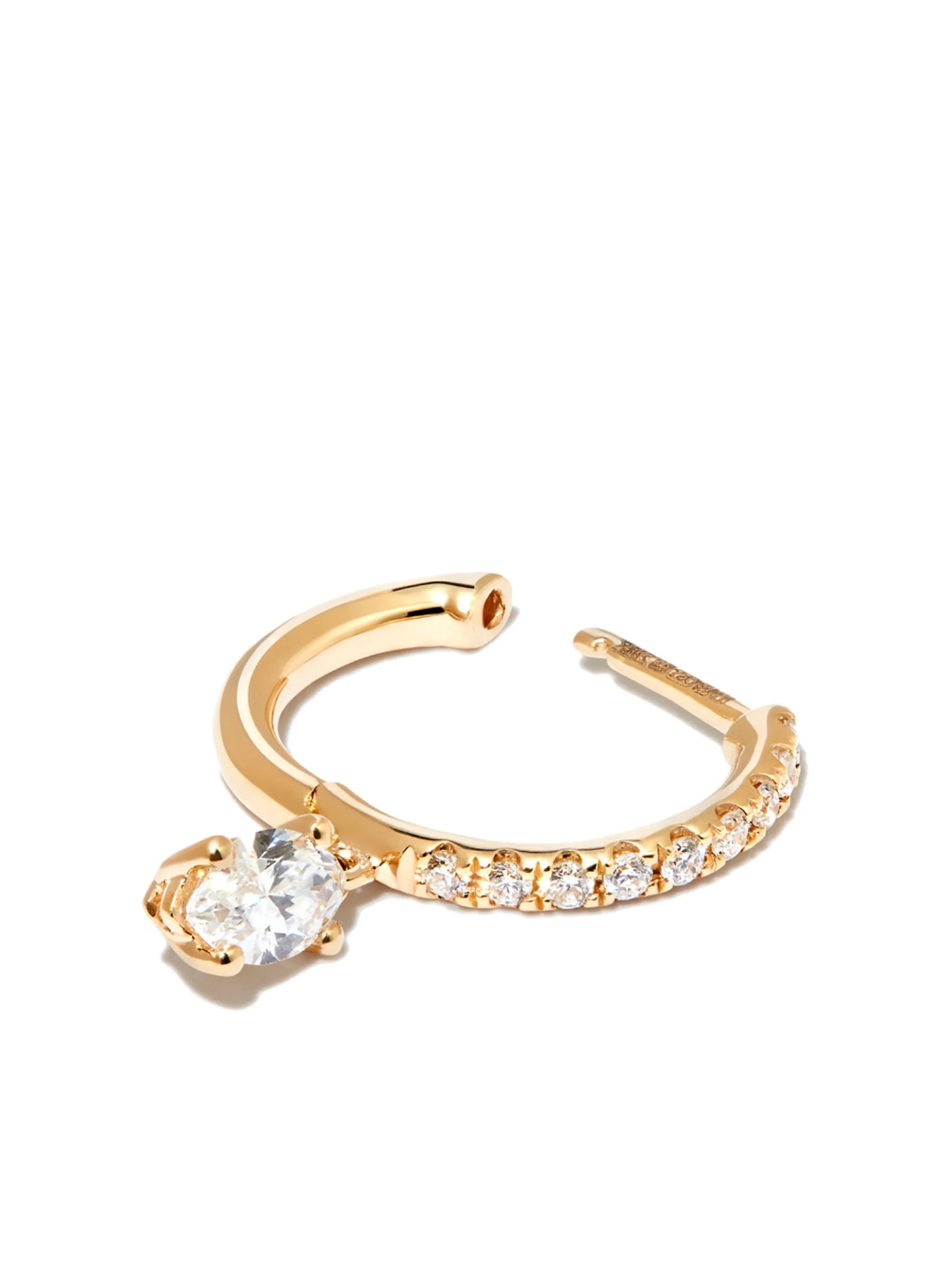 18kt yellow gold diamond hoop earring