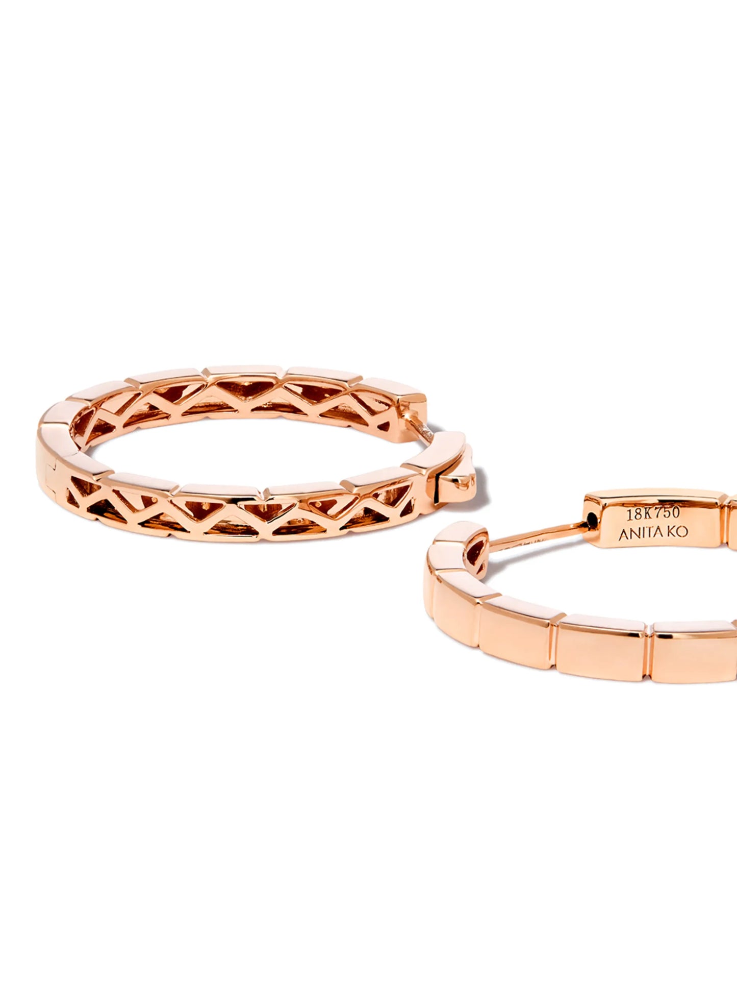 18kt rose gold Bunny hoop earrings