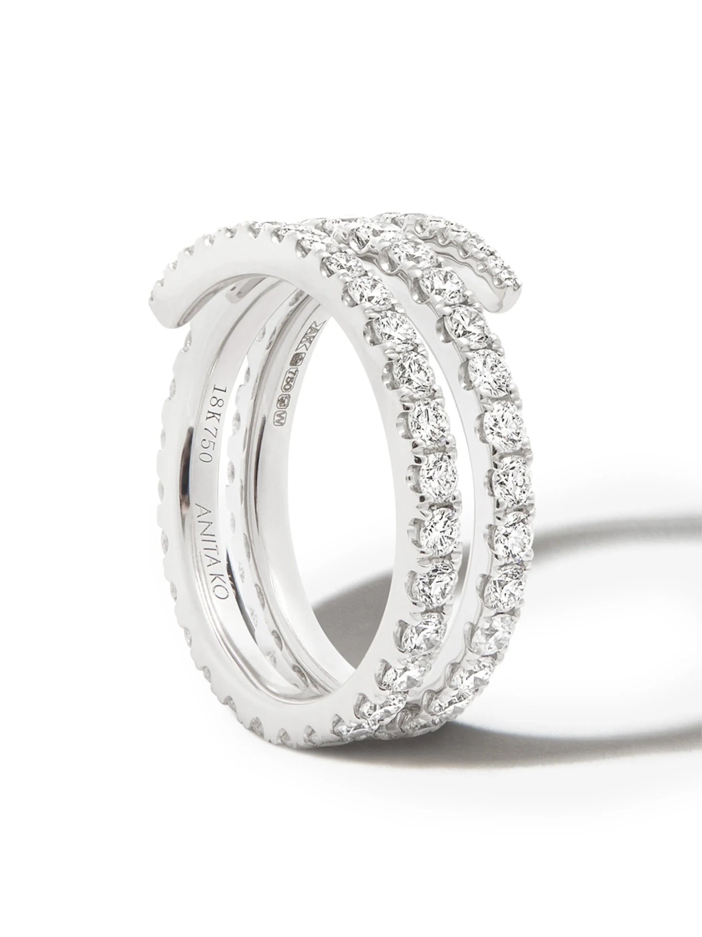 18kt white gold diamond coil ring