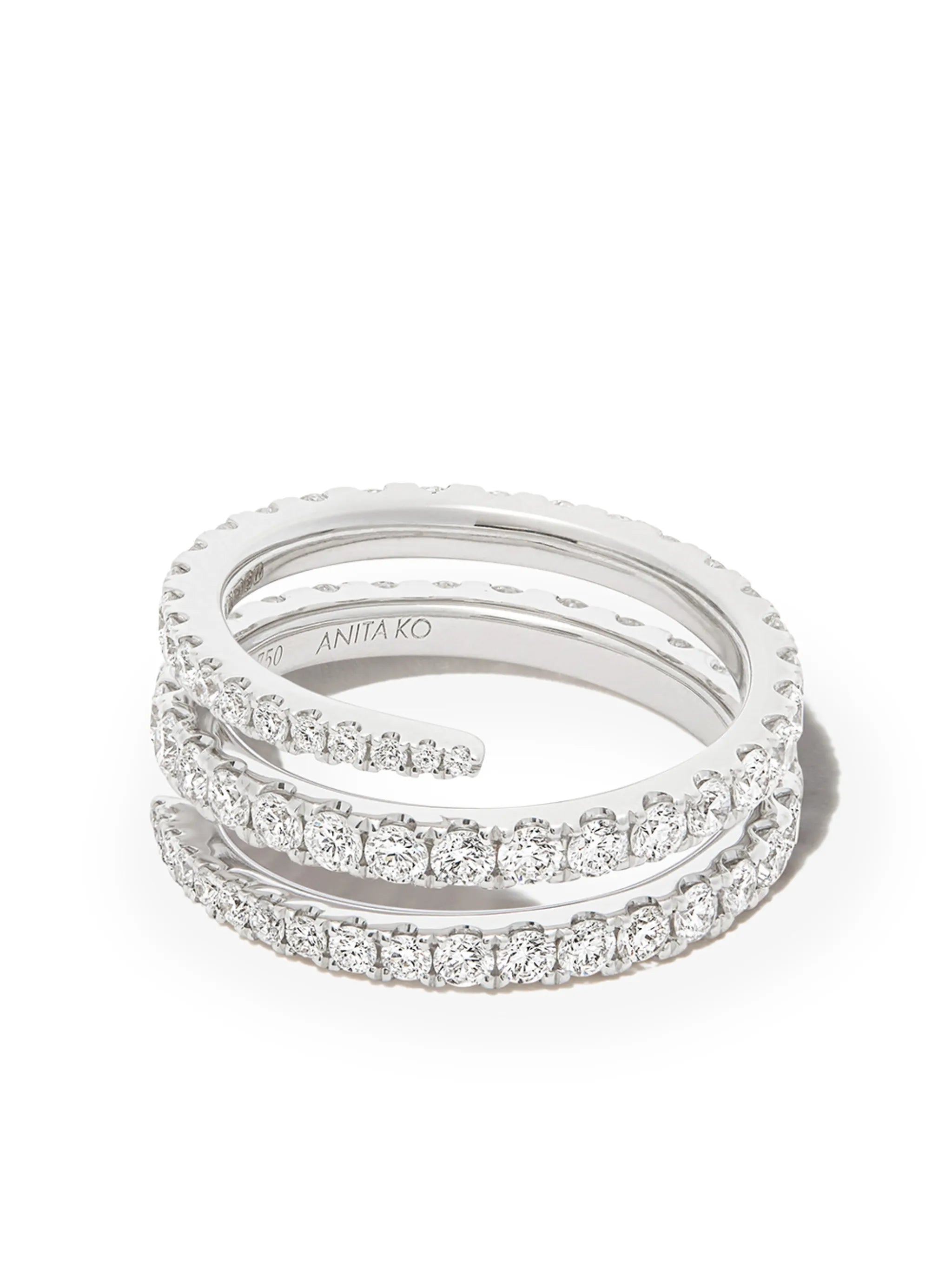 18kt white gold diamond coil ring