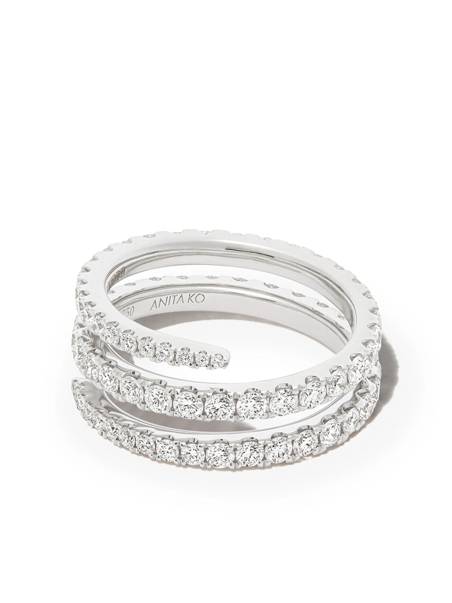 18kt white gold diamond coil ring