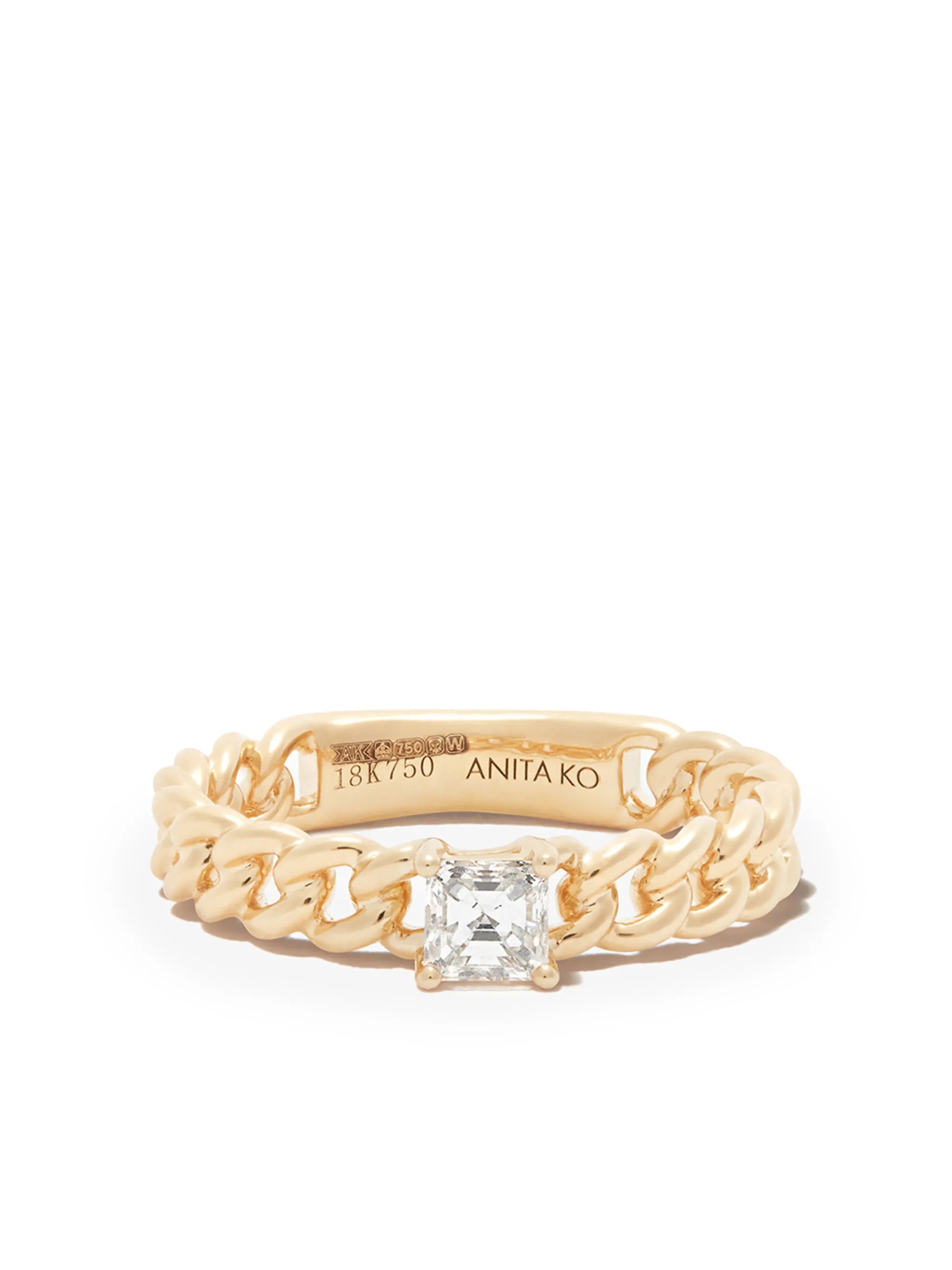 18kt yellow gold diamond chain-link ring