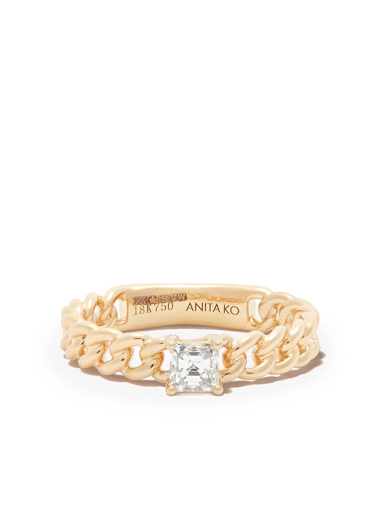 18kt yellow gold diamond chain-link ring