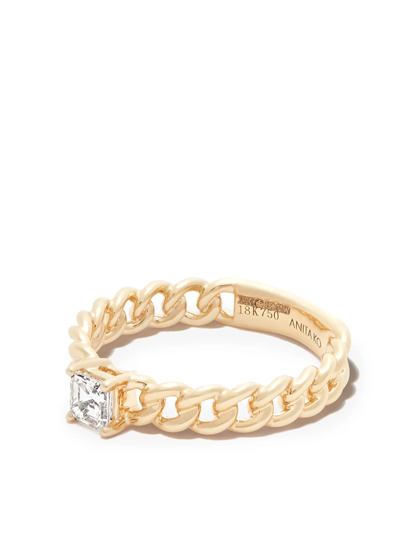 18kt yellow gold diamond chain-link ring