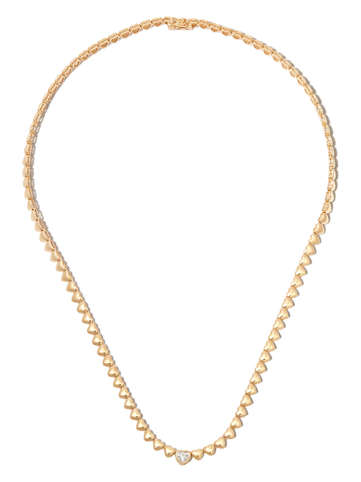 18kt yellow gold Heart diamond necklace.