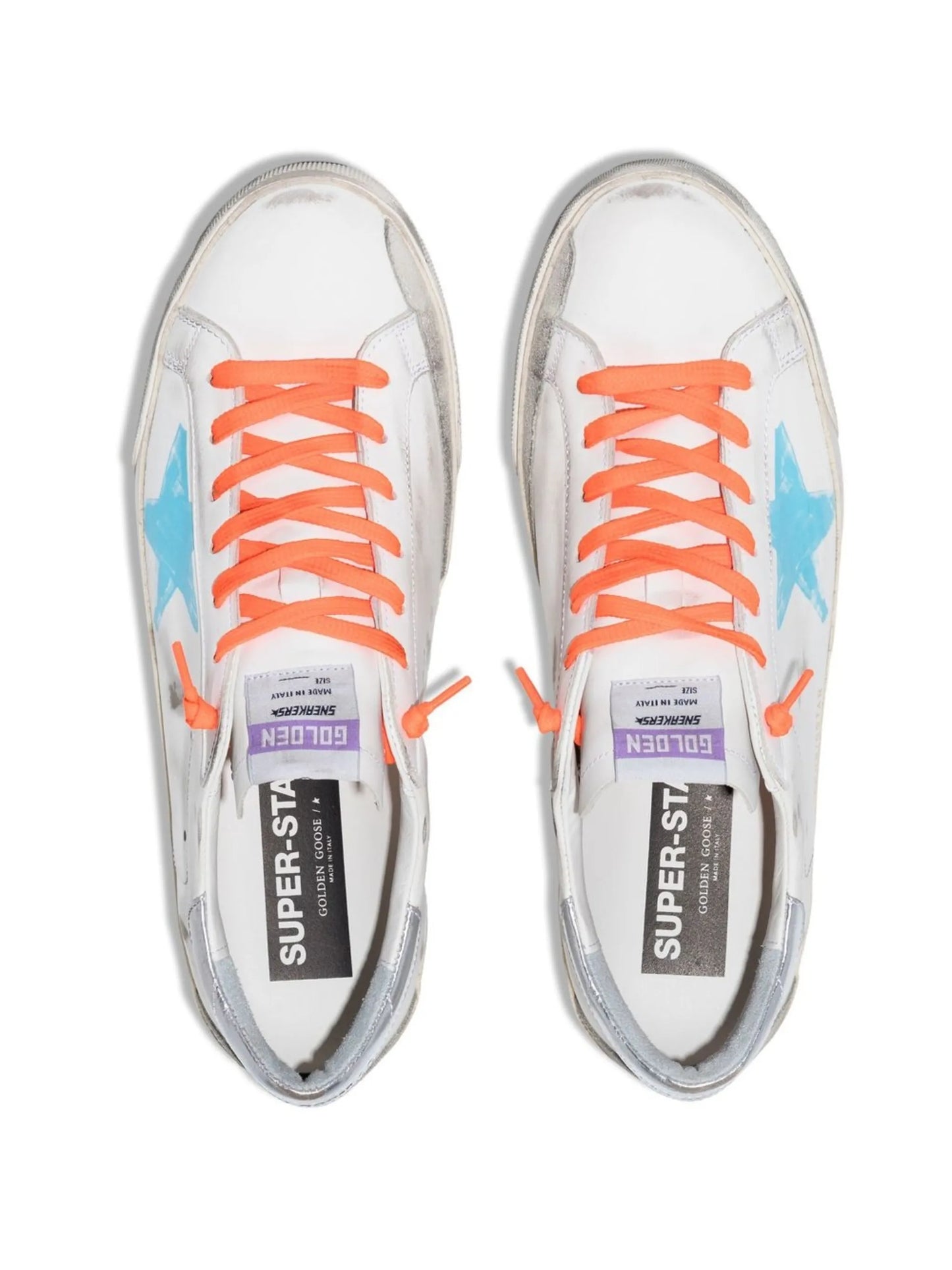 Superstar distressed lace-up trainers