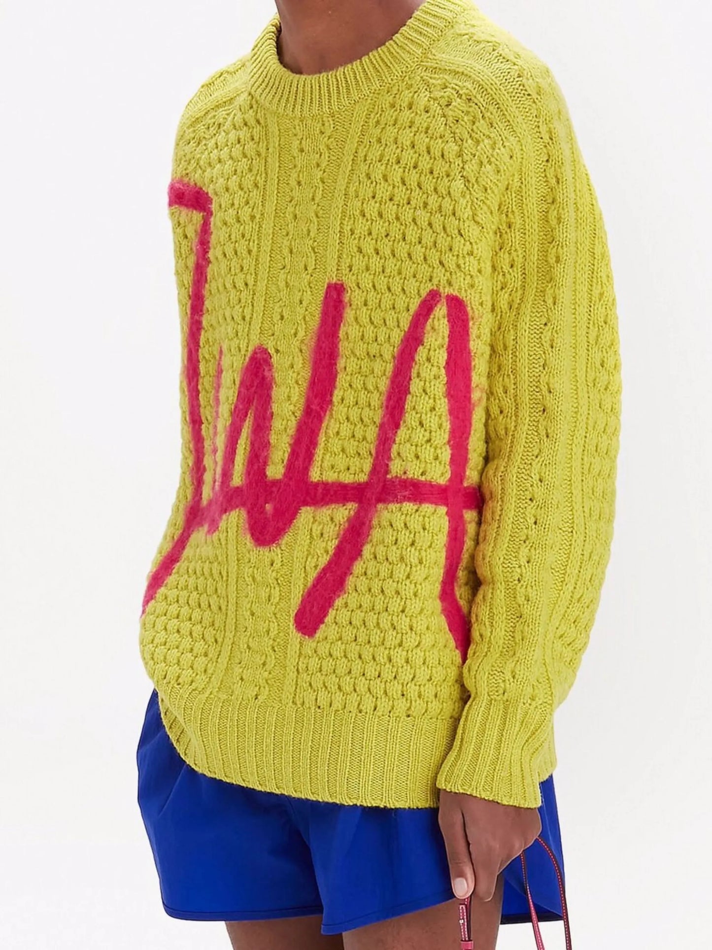 logo-print cable knit jumper