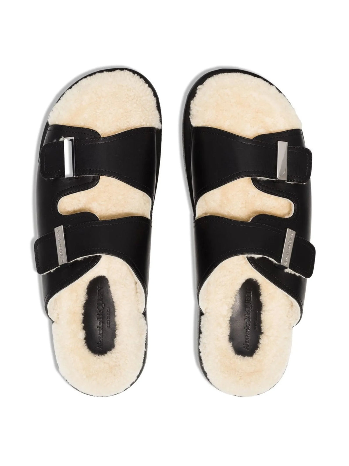 Oversized shearling sandals