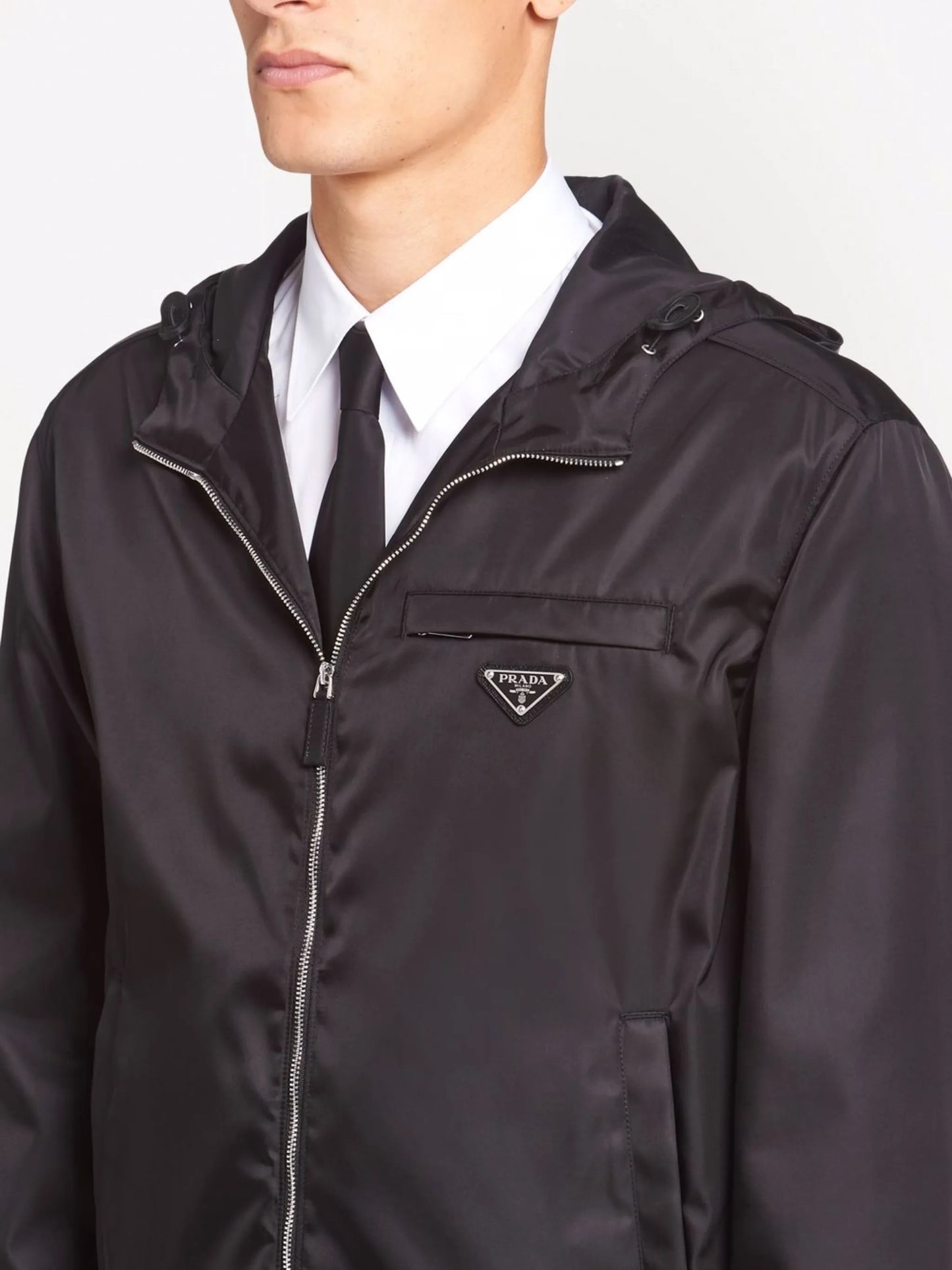 Re-nylon hooded blouson jacket