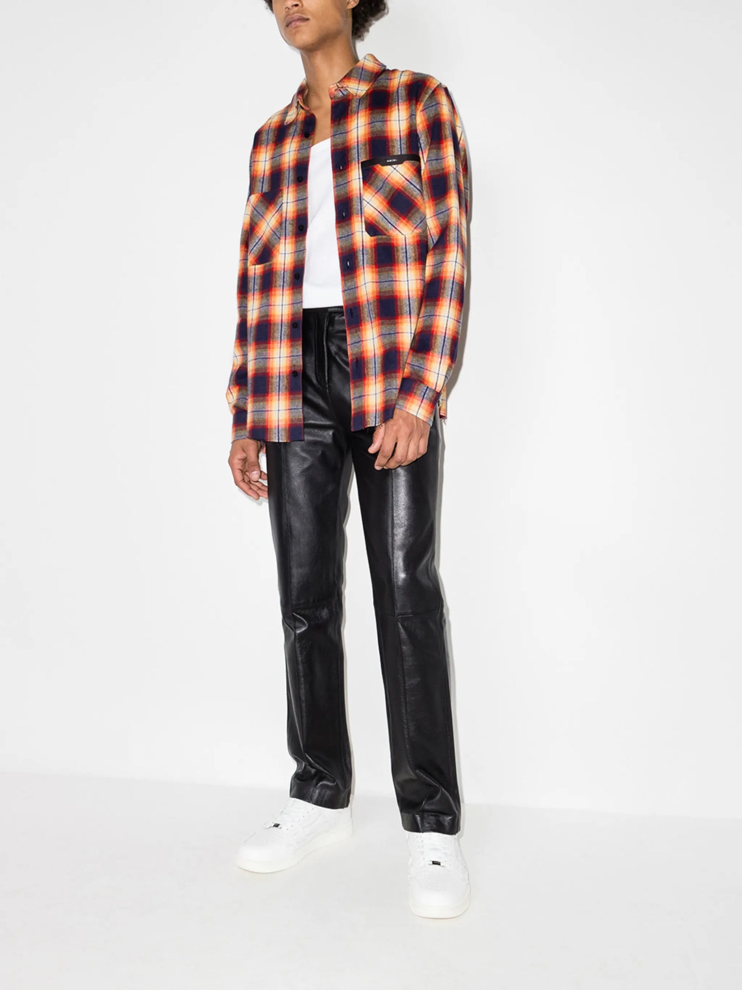LOGO FLANNEL Casual Button-Down Shirts "Orange"
