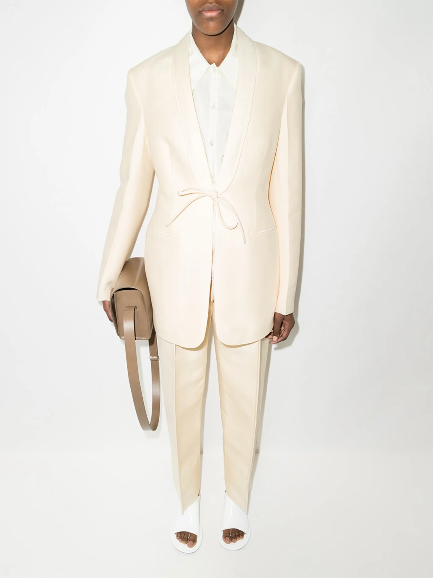 tie-front single-breasted blazer