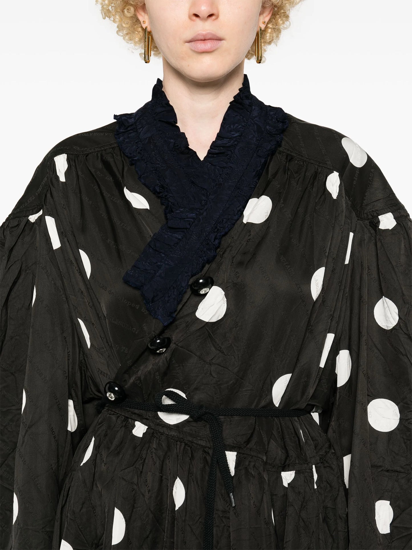 Backwrap polka-dot print dress