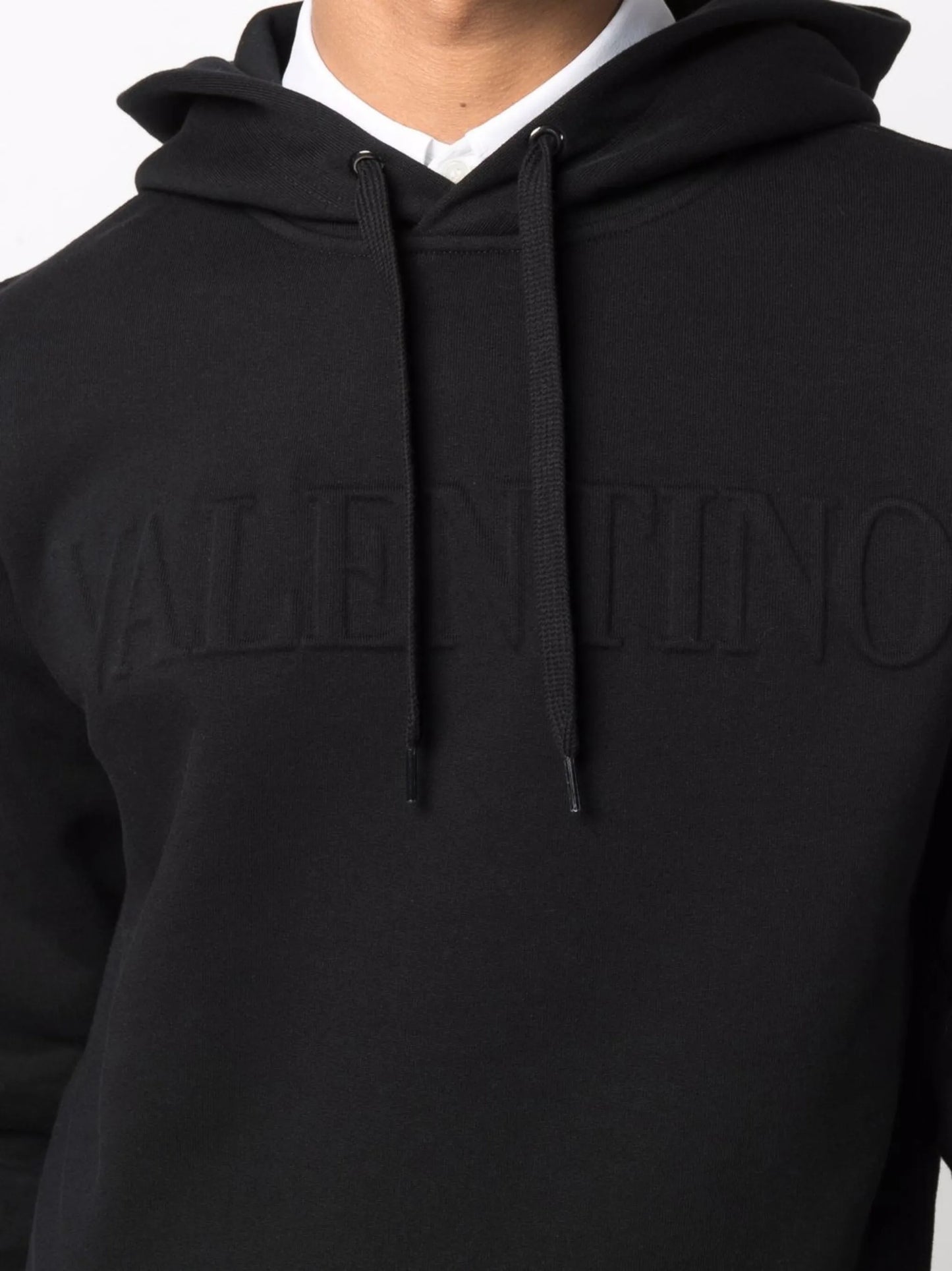 embossed logo drawstring hoodie