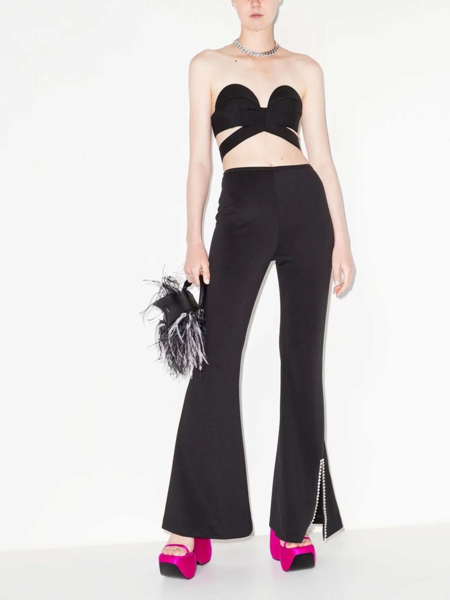 nameplate flared leg trousers