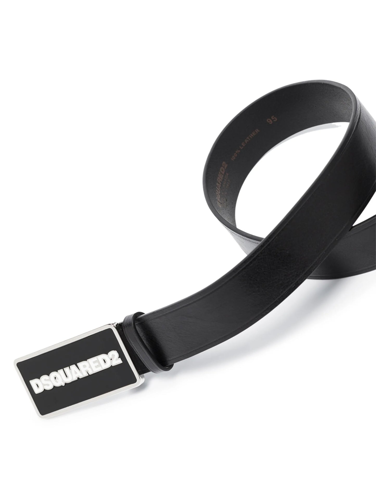 logo-plaque leather belt