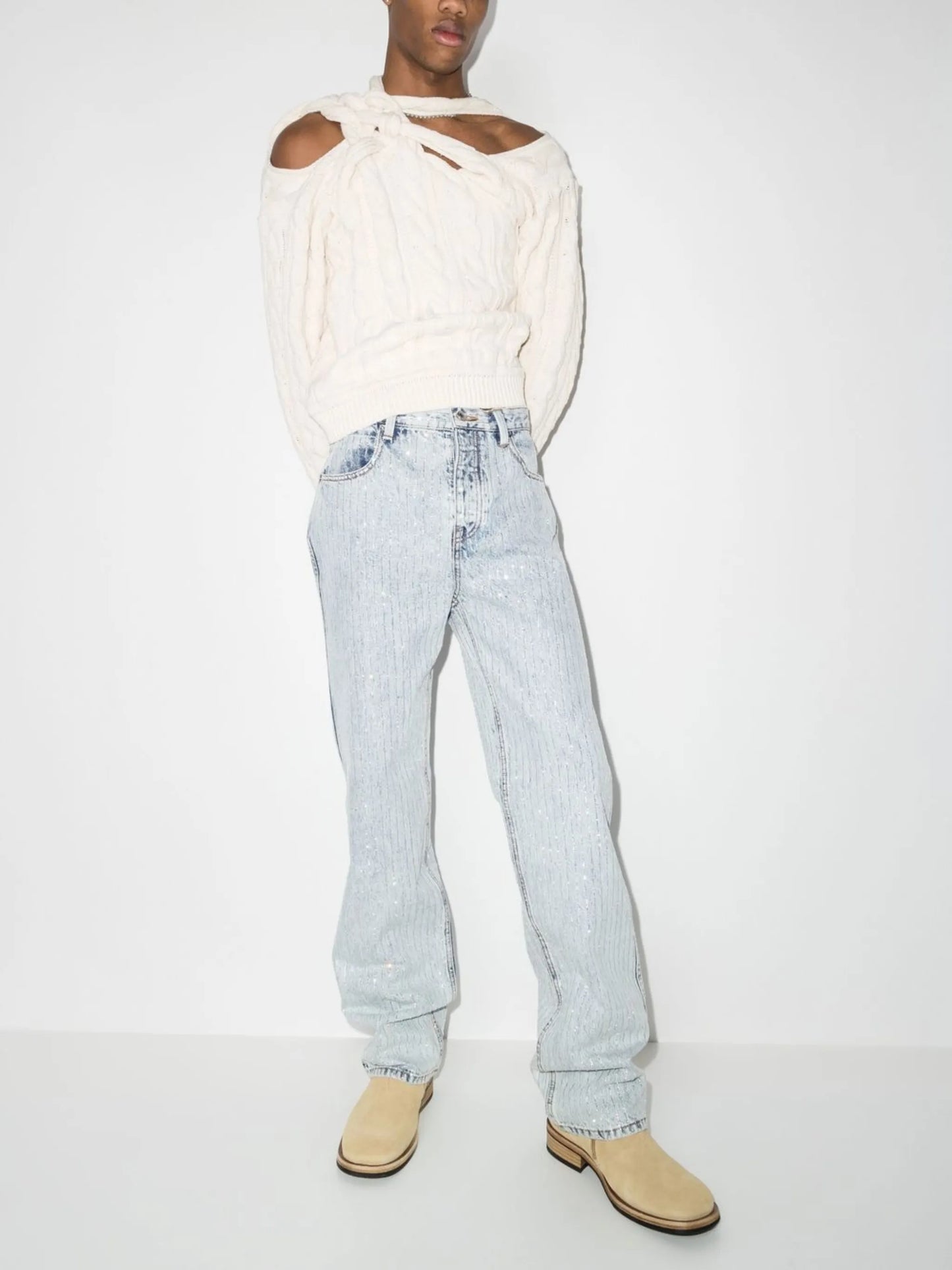 knot-detail cable knit jumper