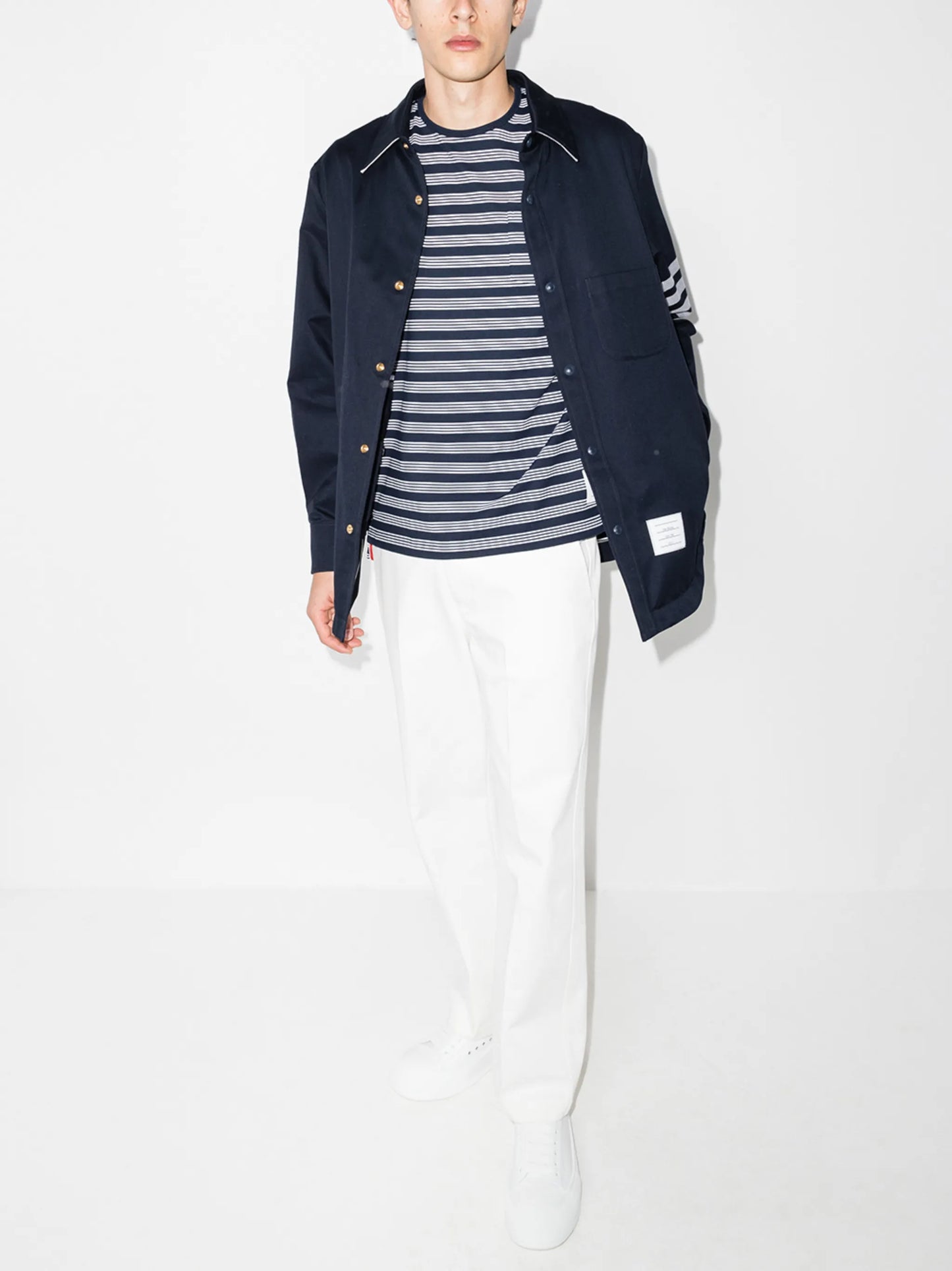 logo-patch striped T-shirt