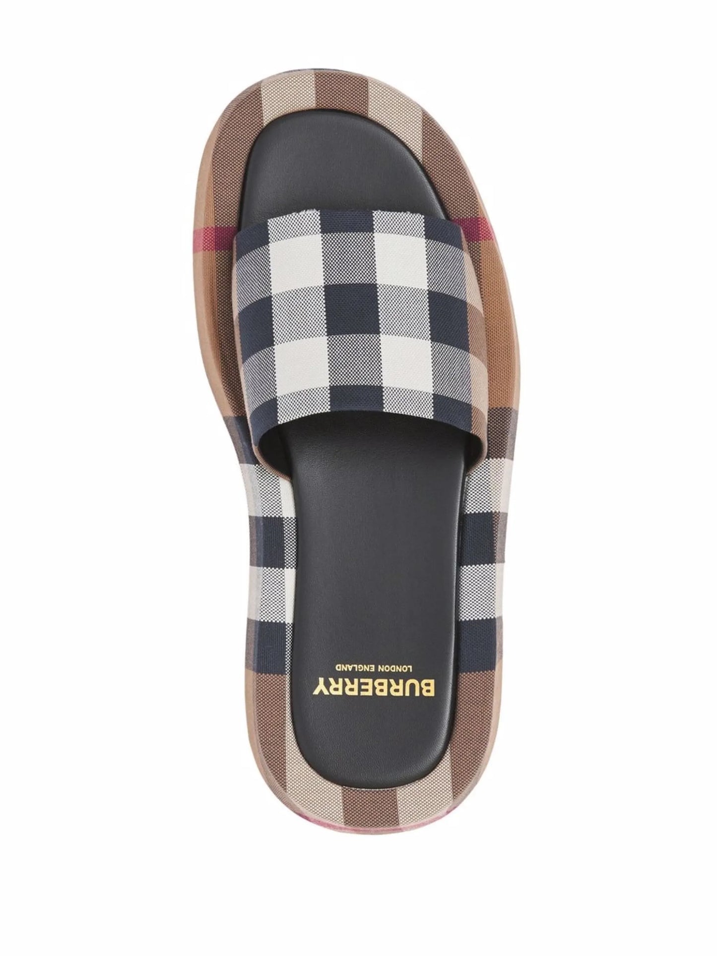check-print cotton slides