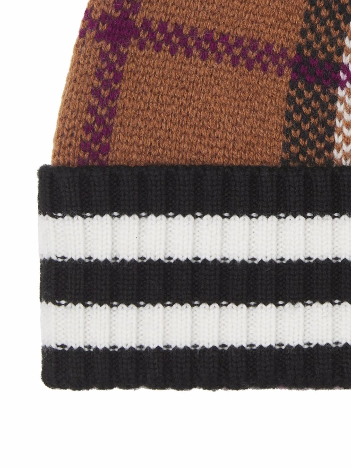 check-pattern cashmere beanie hat