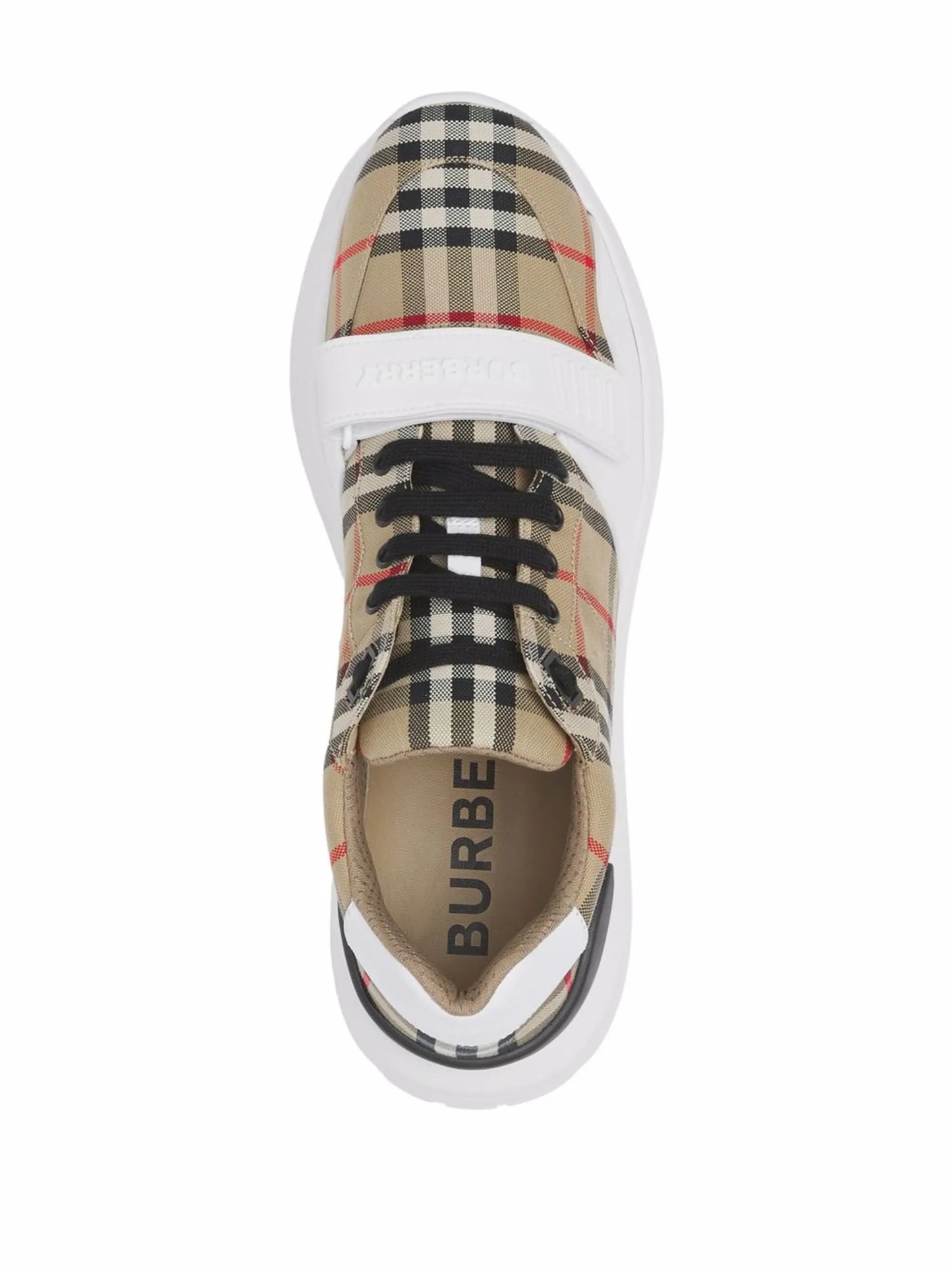 Check, suede and leather sneakers