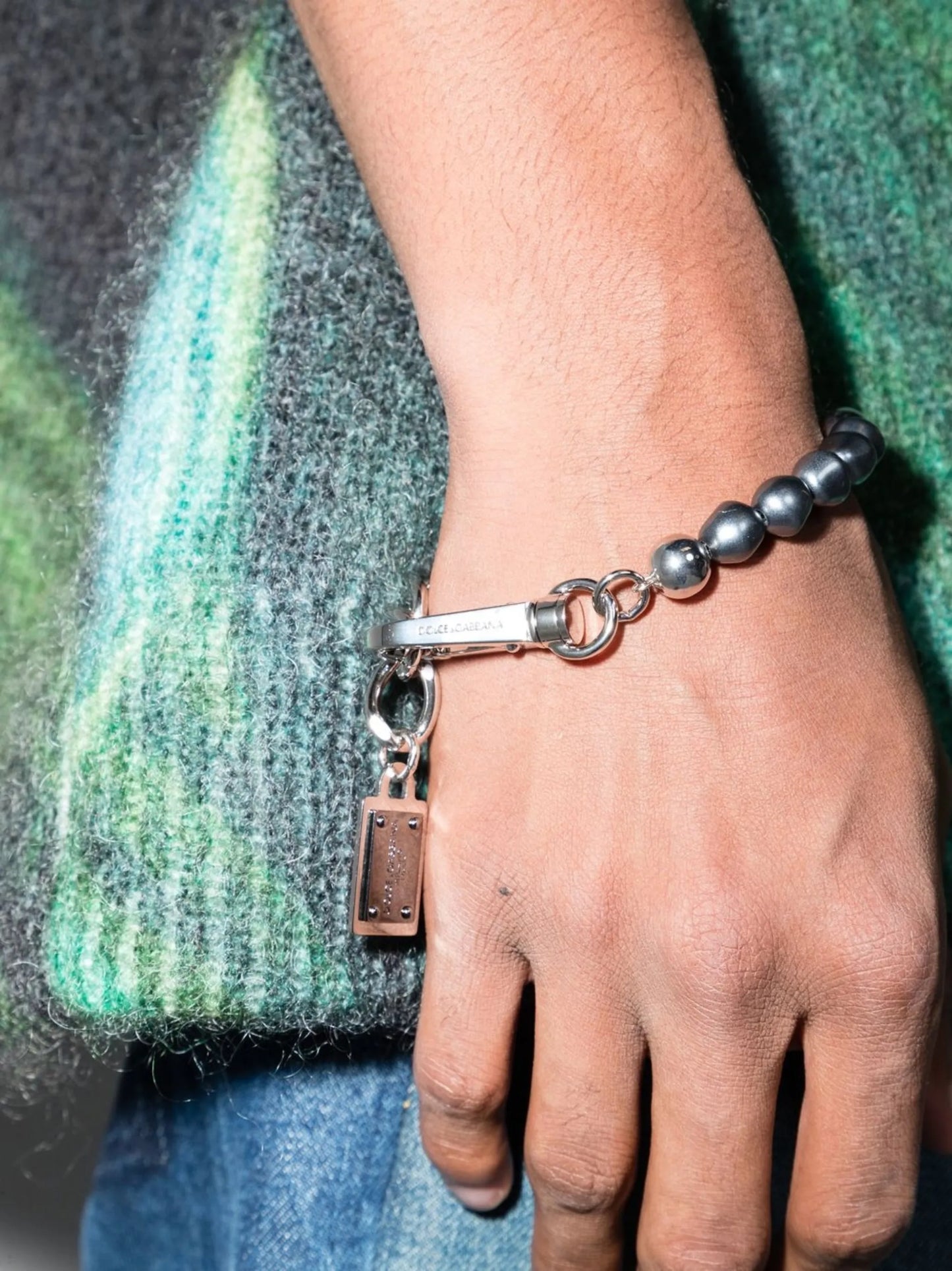 logo-plaque chain link bracelet