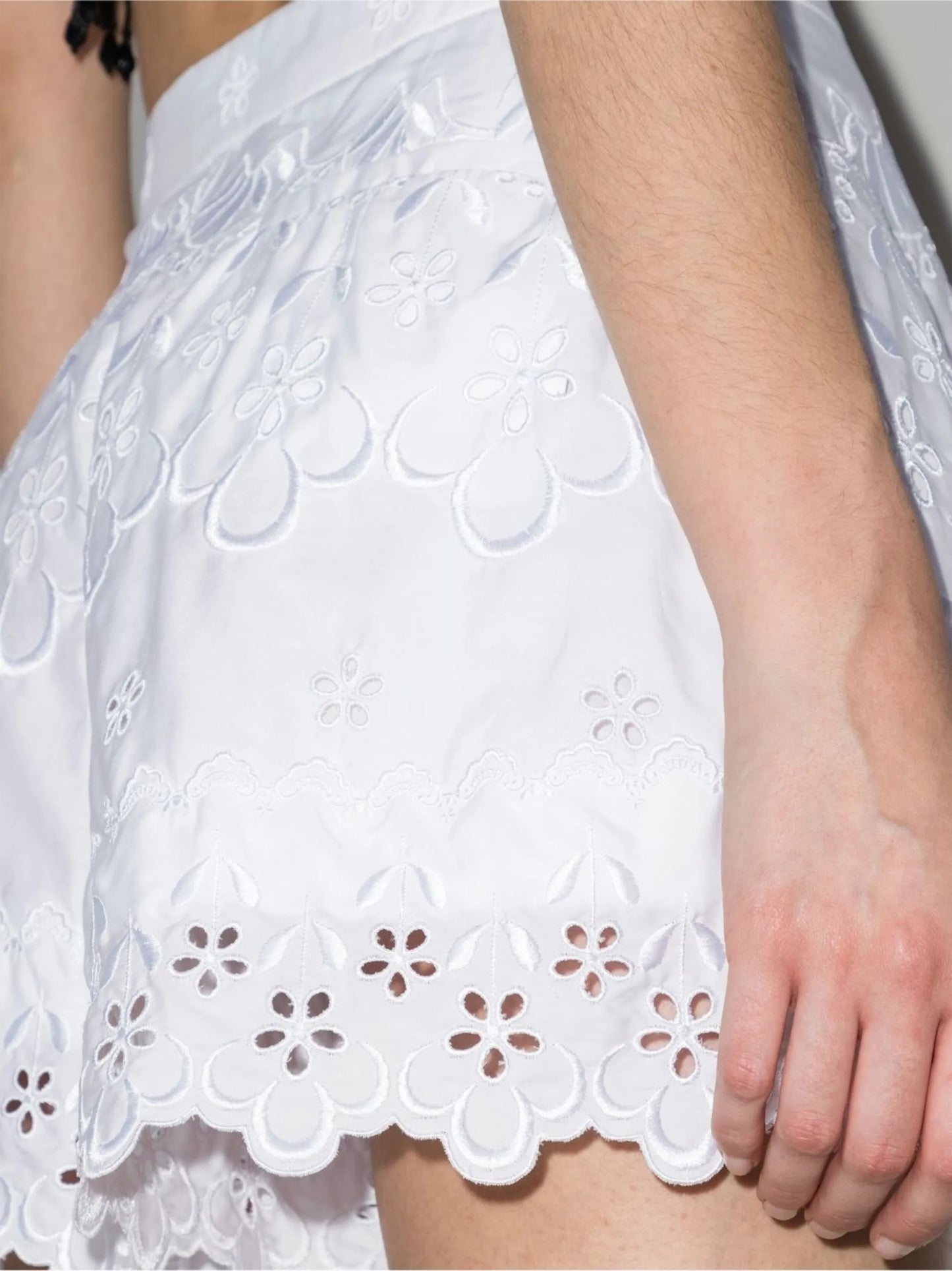 broderie-anglaise scalloped cotton shorts