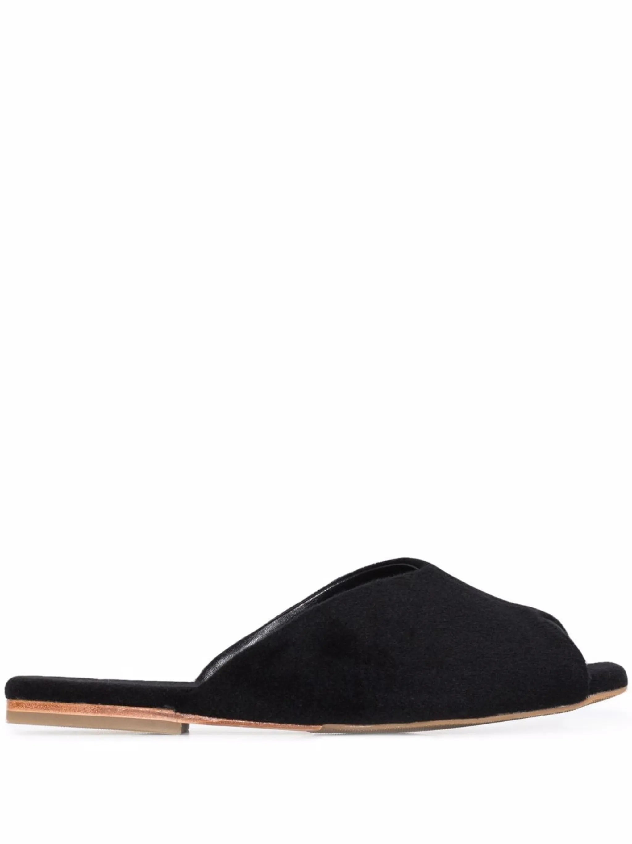 open-toe wool slippers