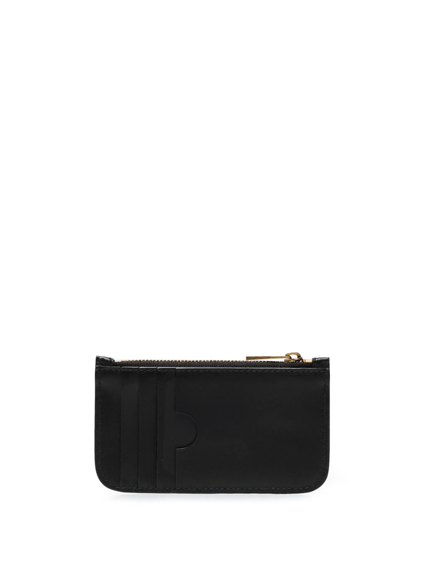 monogram-plaque debossed zip-top purse
