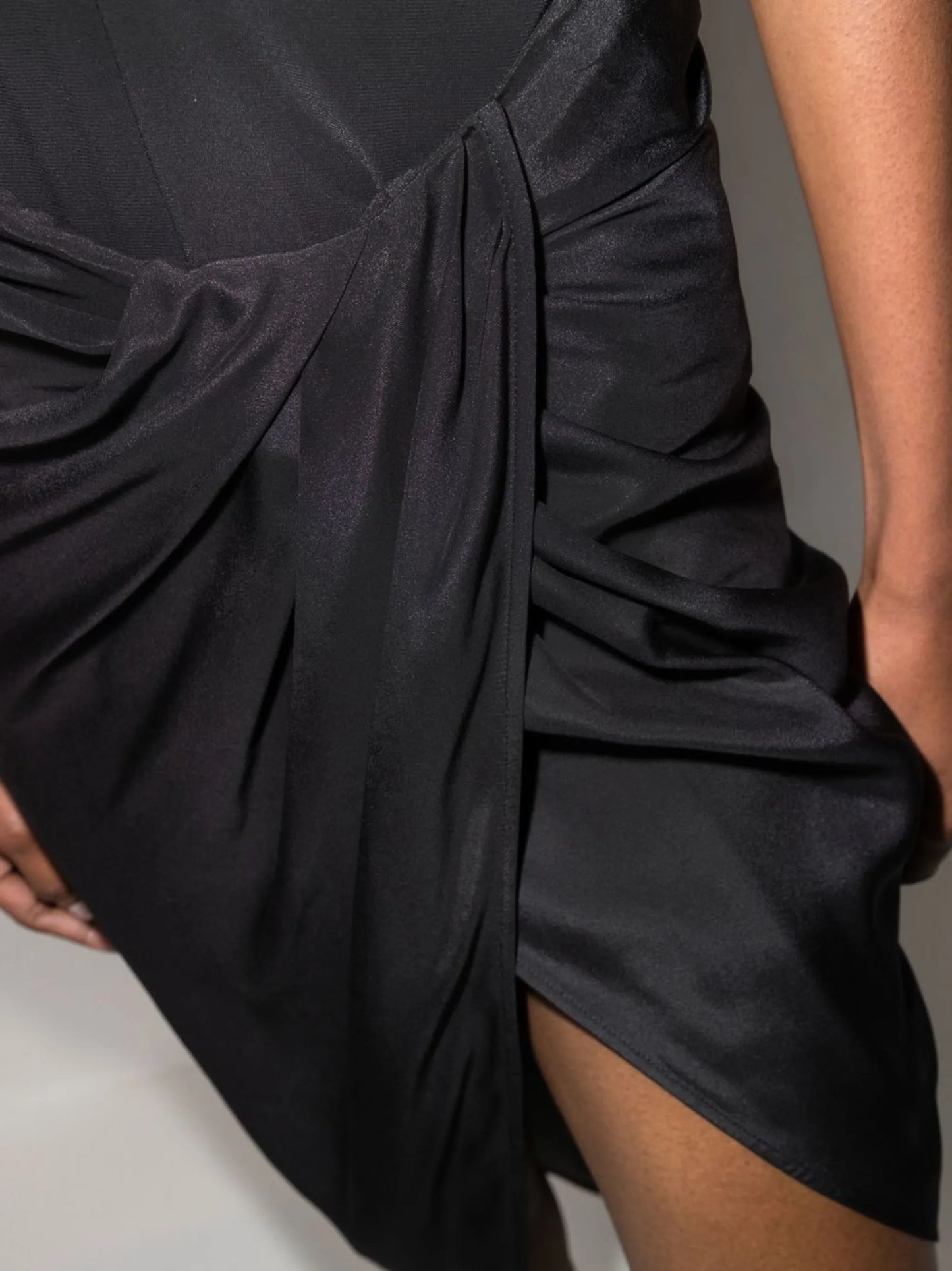 Paita draped asymmetric silk skirt