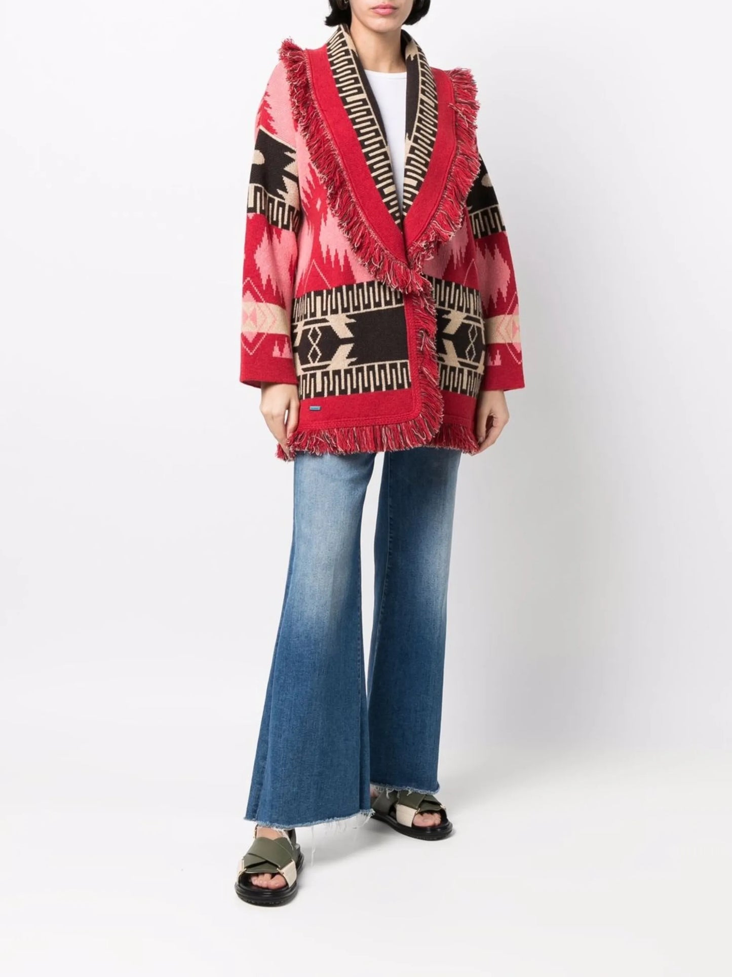 Icon jacquard belted cardigan