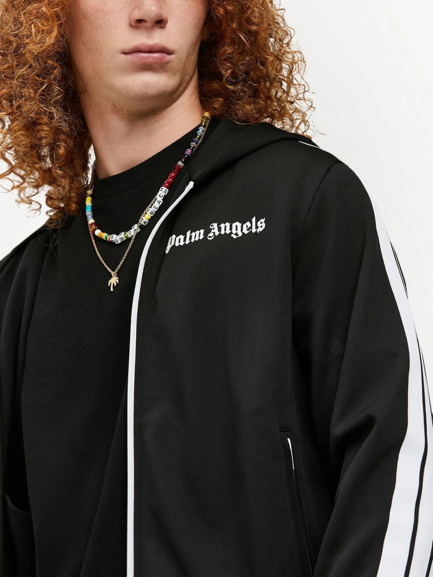 logo-print side-stripe hoodie