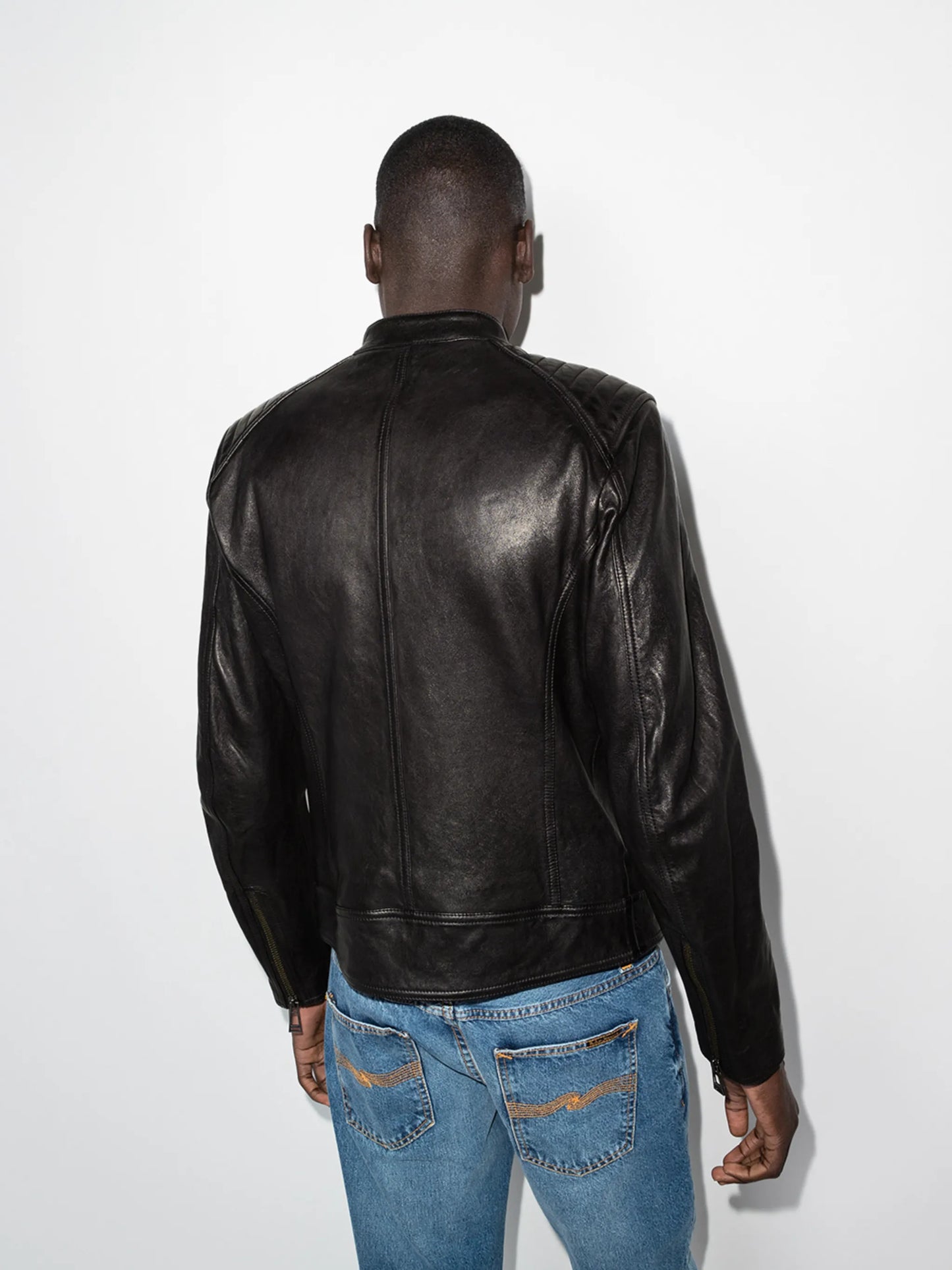 V Racer zipped leather jacket