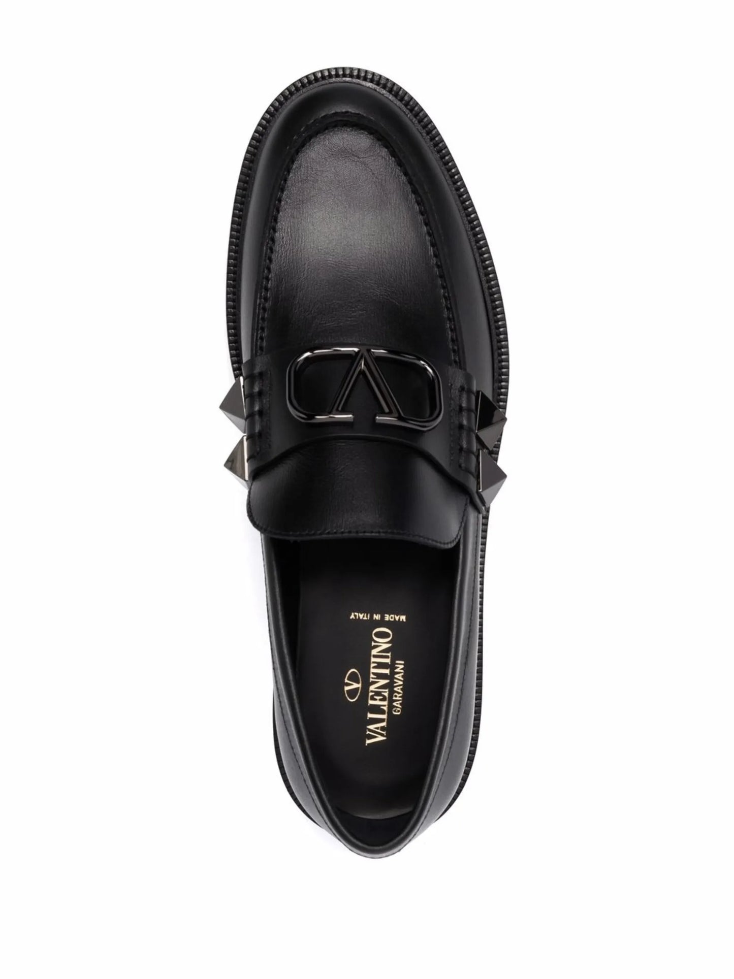 Stud Sign leather loafers