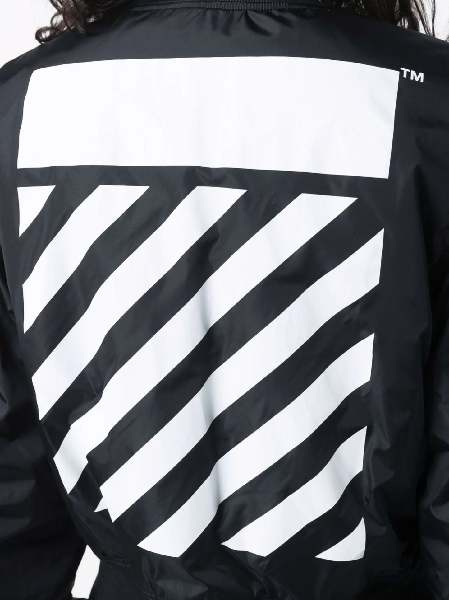 Diag-print bomber jacket
