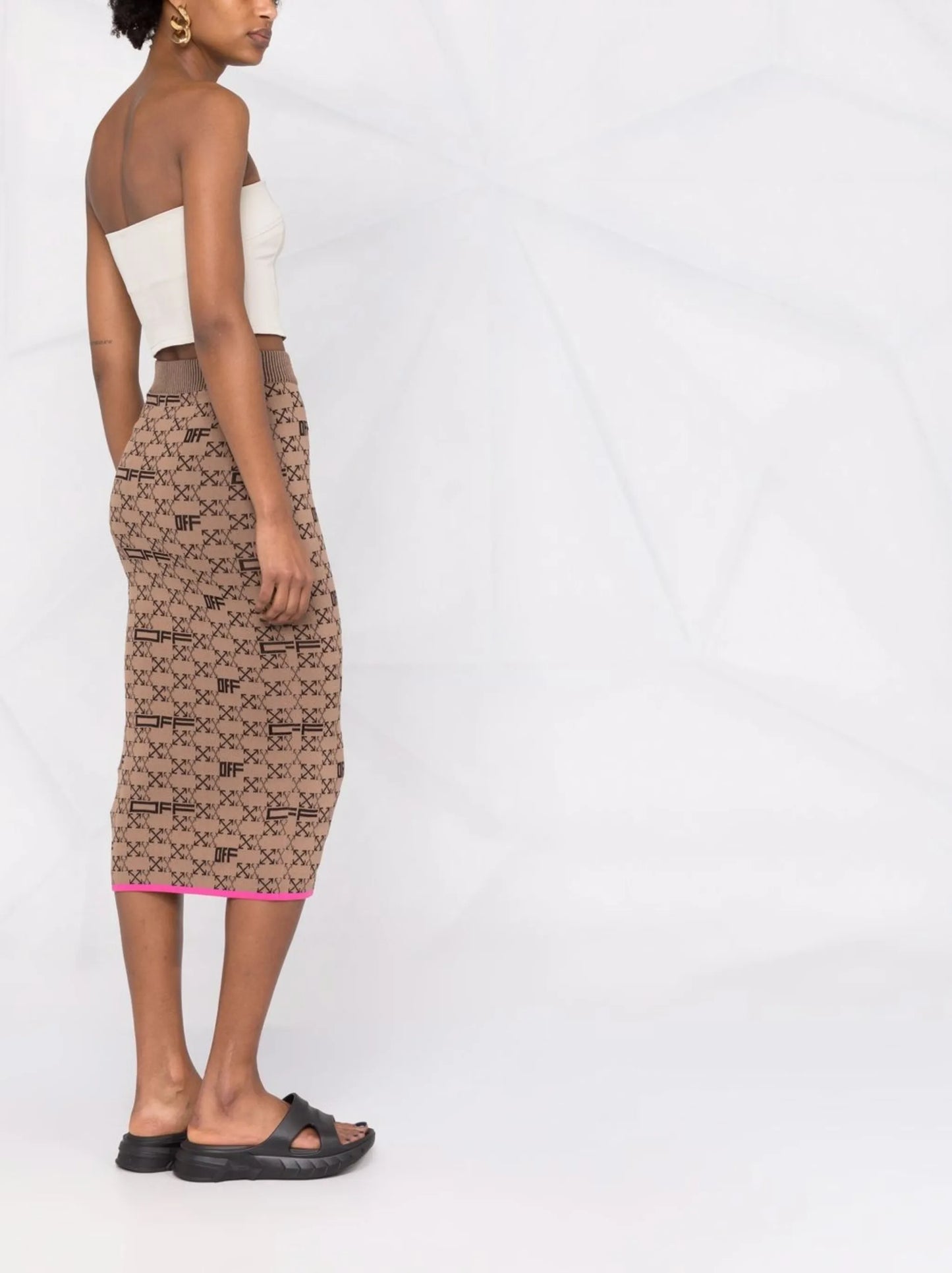 intarsia-knit Arrows-logo pencil skirt