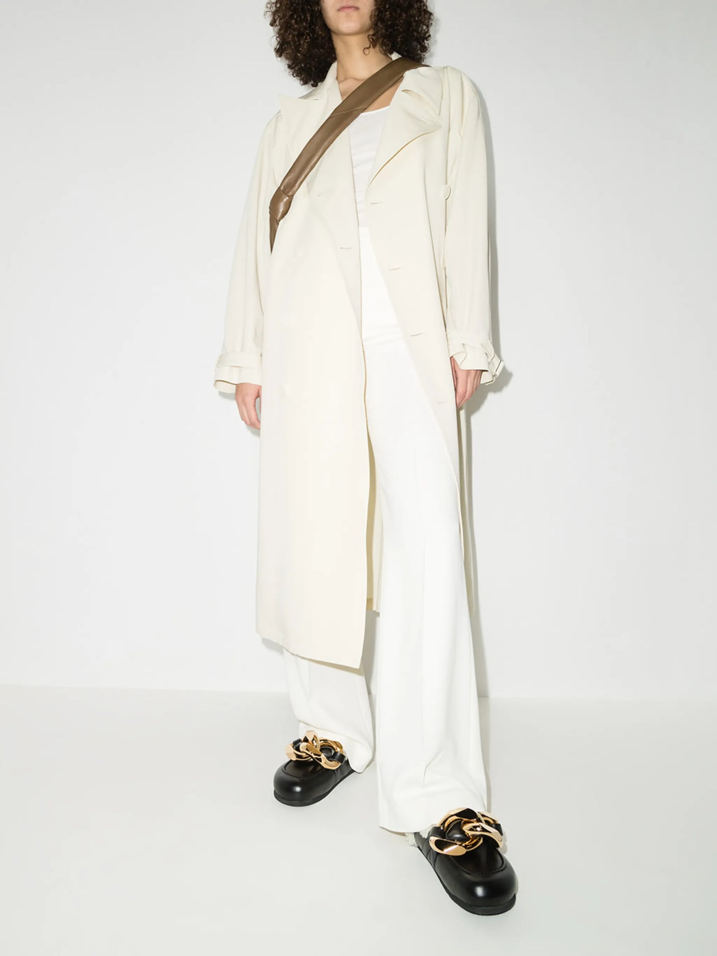 Chain shearling loafer mules