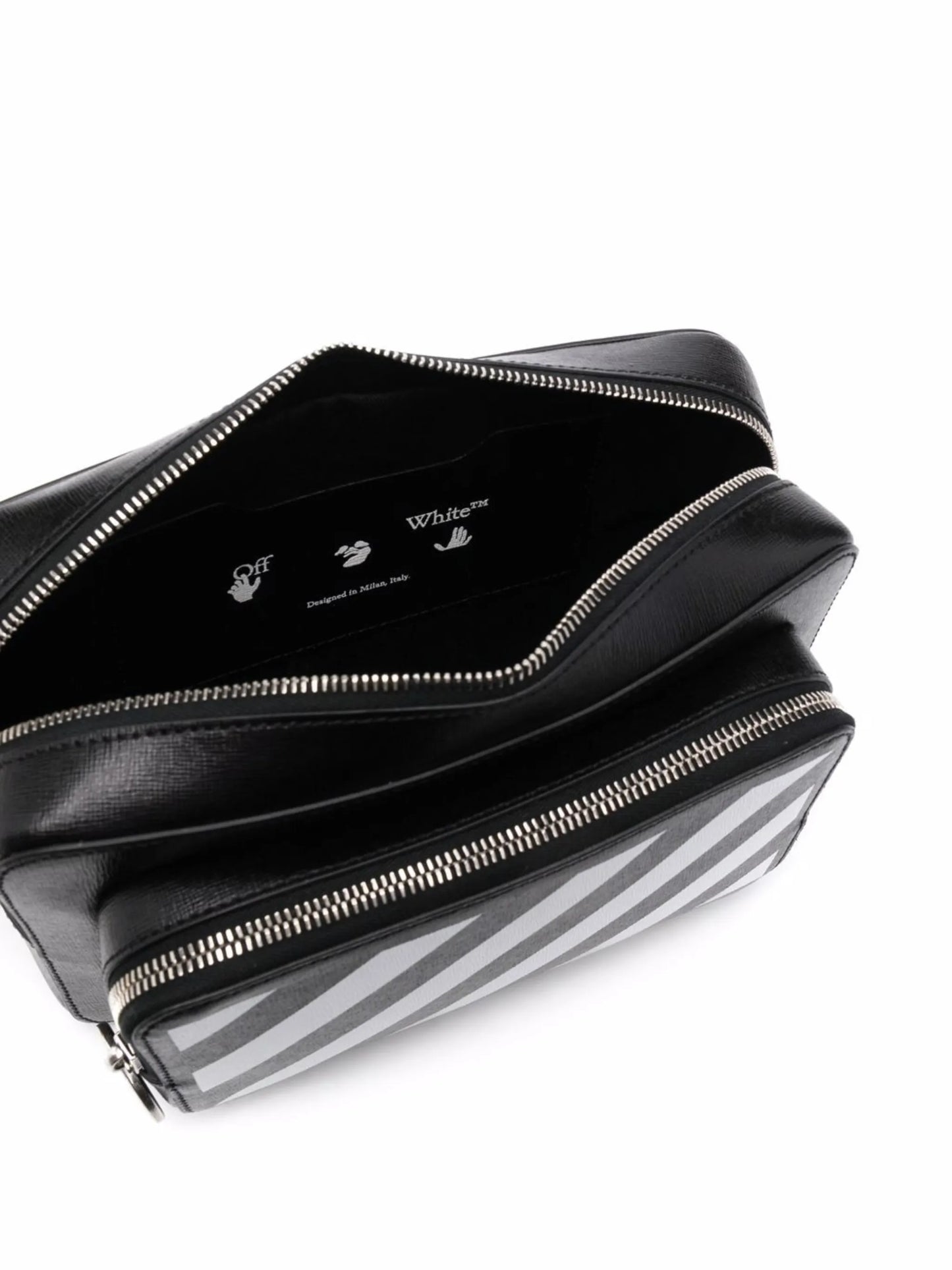 Black Binder Diagonal Stripe Belt Bag
