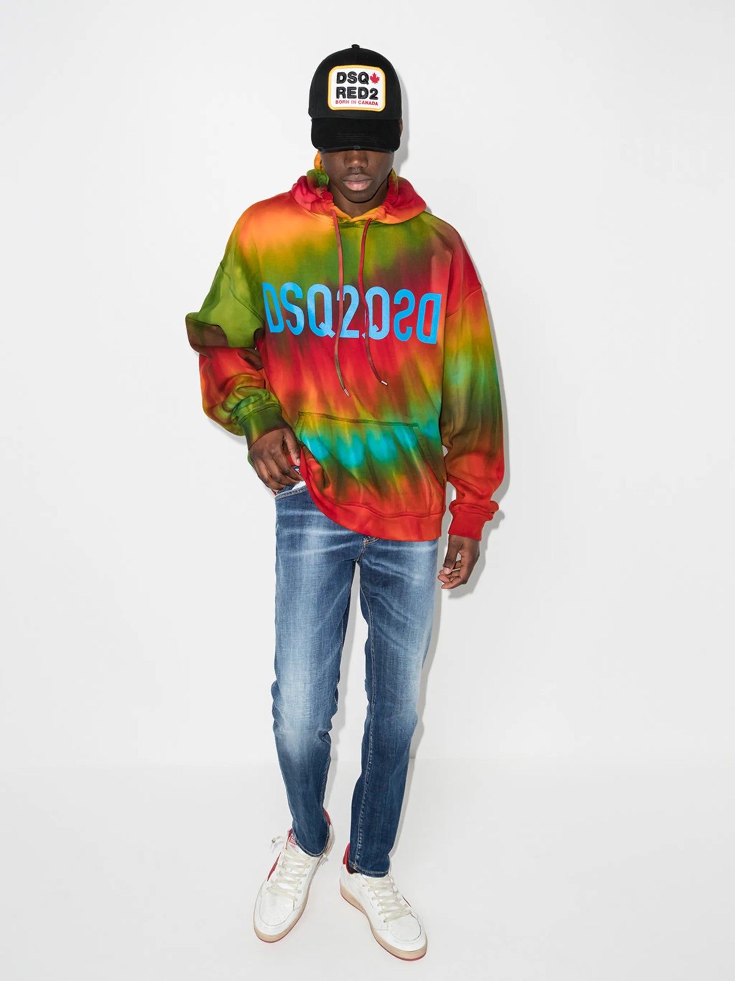 reverse-logo tie-dye hoodie