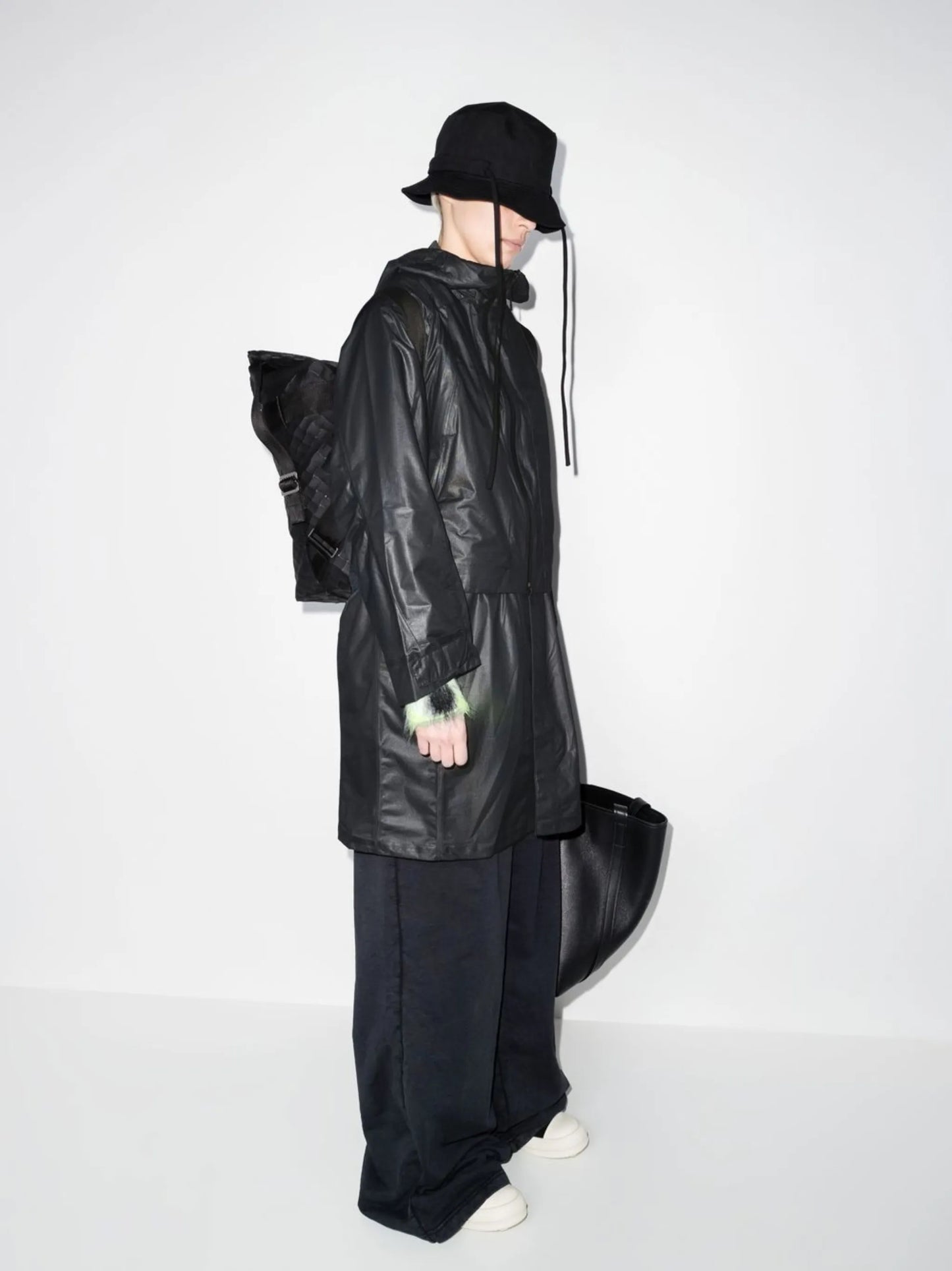 hooded midi raincoat