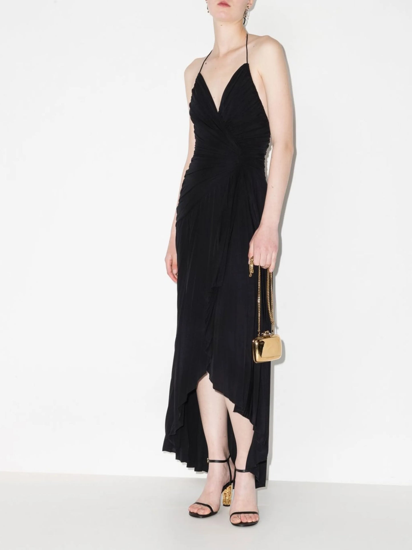 halterneck pleated dress