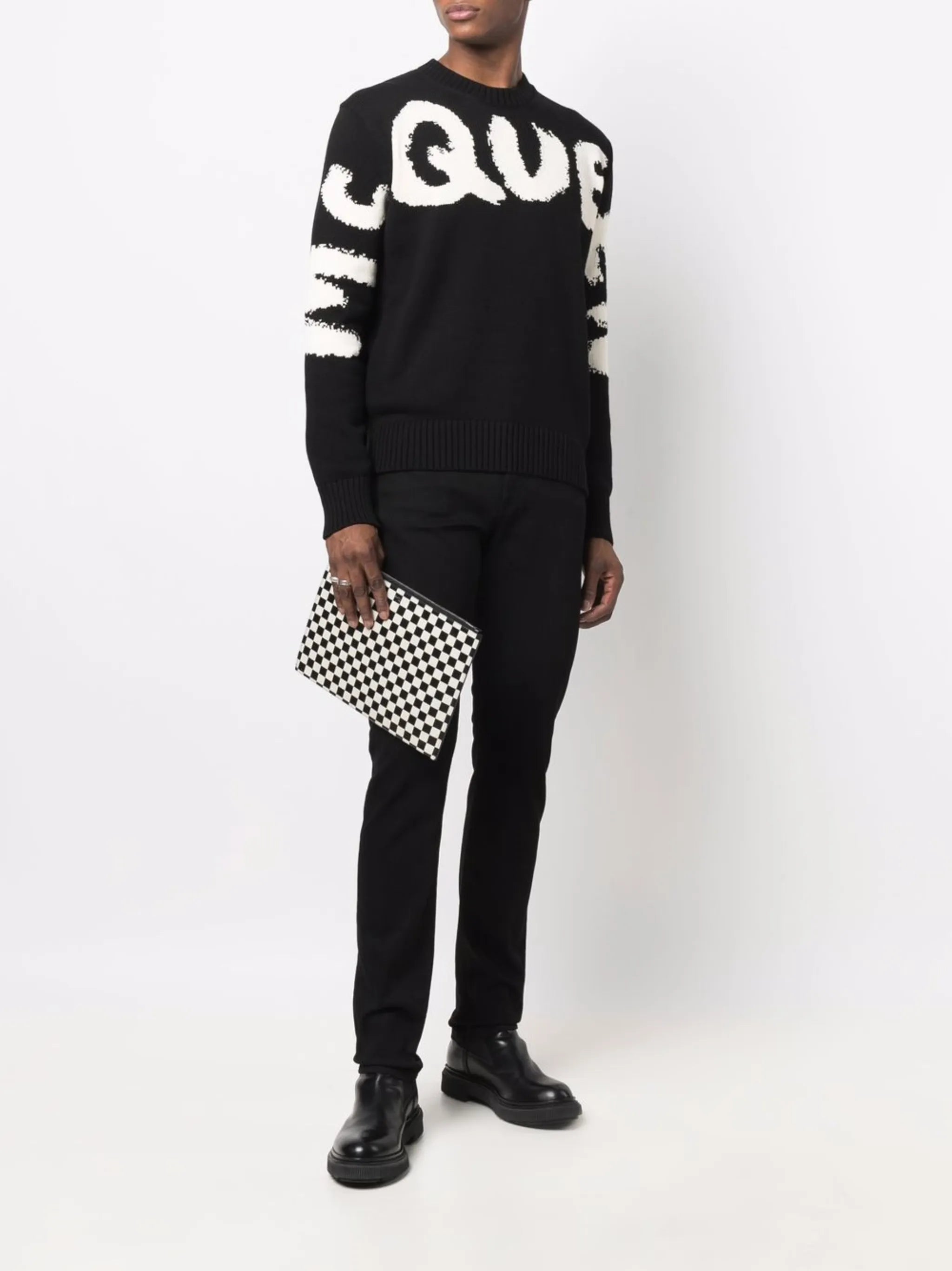 intarsia-knit cotton jumper