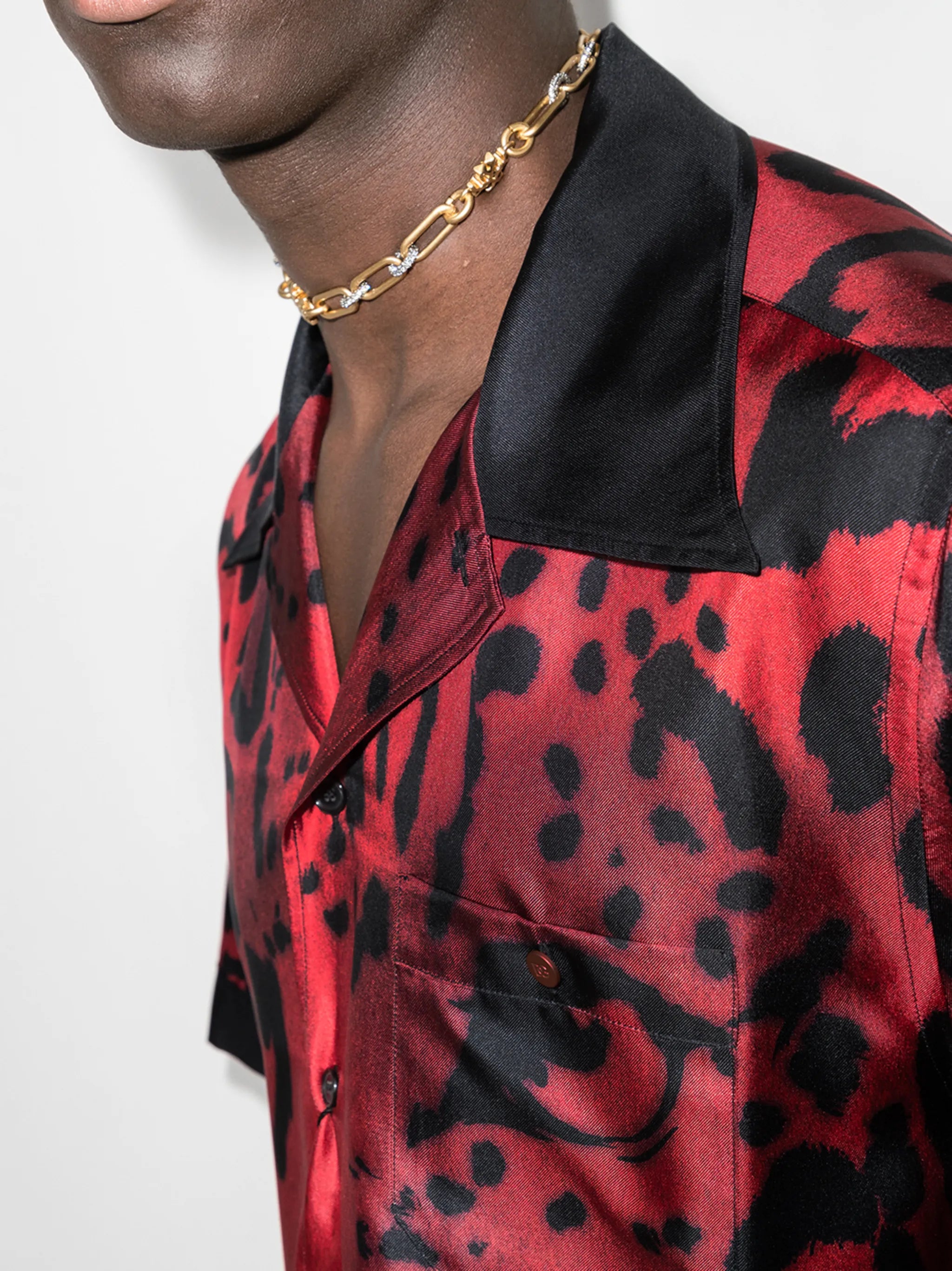 leopard-print silk shirt